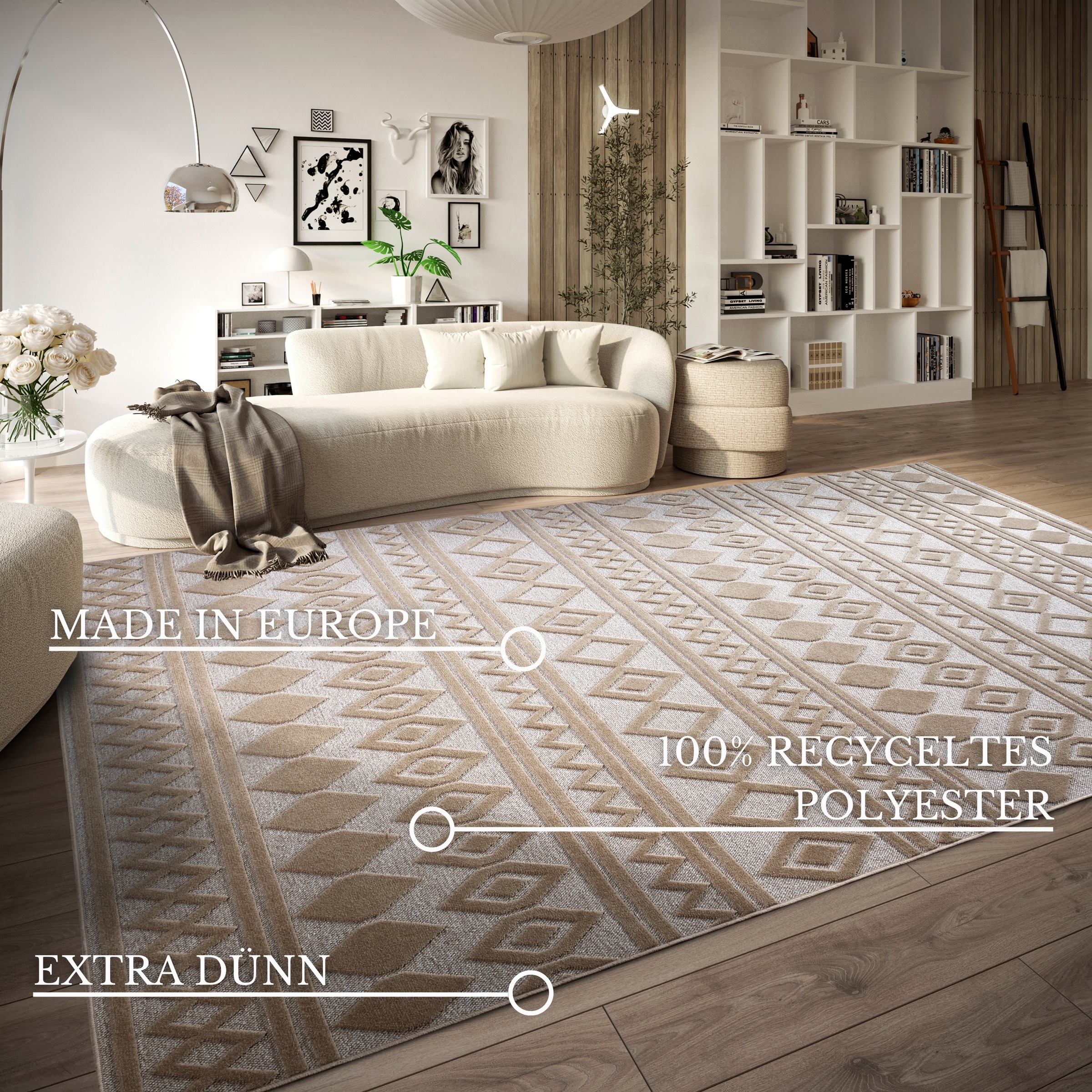 Villeroy & Boch Teppich »Catherine«, rechteckig, 5,5 mm Höhe, Wohnzimmer, Schlafzimmer, Modern, Hoch-Tief Effekt, Flur