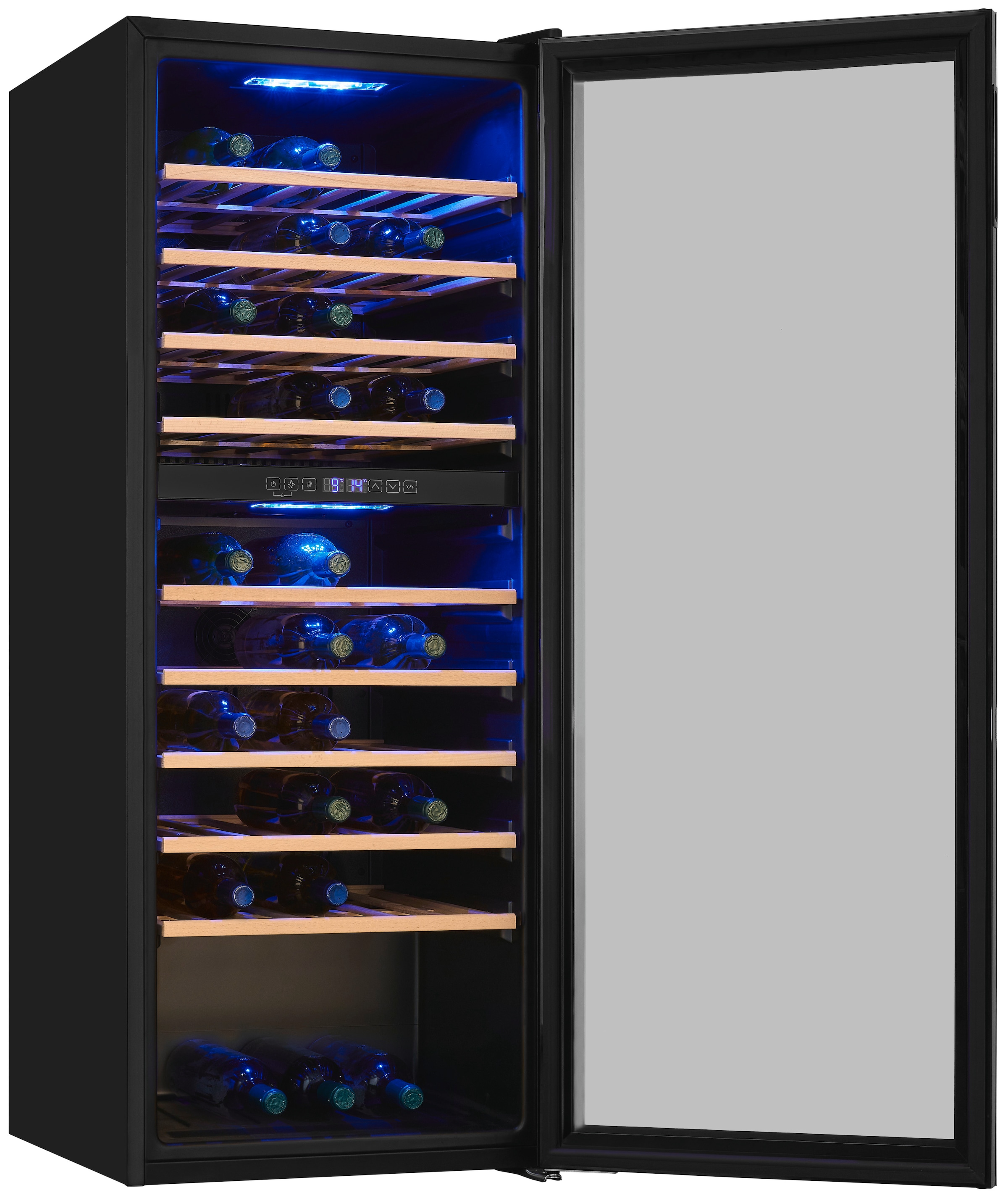 exquisit Weinkühlschrank »WS2-78-GTE-160G«, für 78 St. Standardflaschen á 075l, Digitale Temperaturanzeige