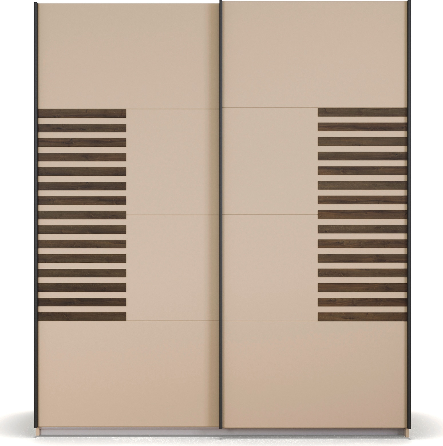 rauch Schwebetürenschrank »Kleiderschrank Schrank Garderobe Schlafzimmerschrank BAREA« Front mit Auflage in moderner Lamellen-Optik MADE IN GERMANY