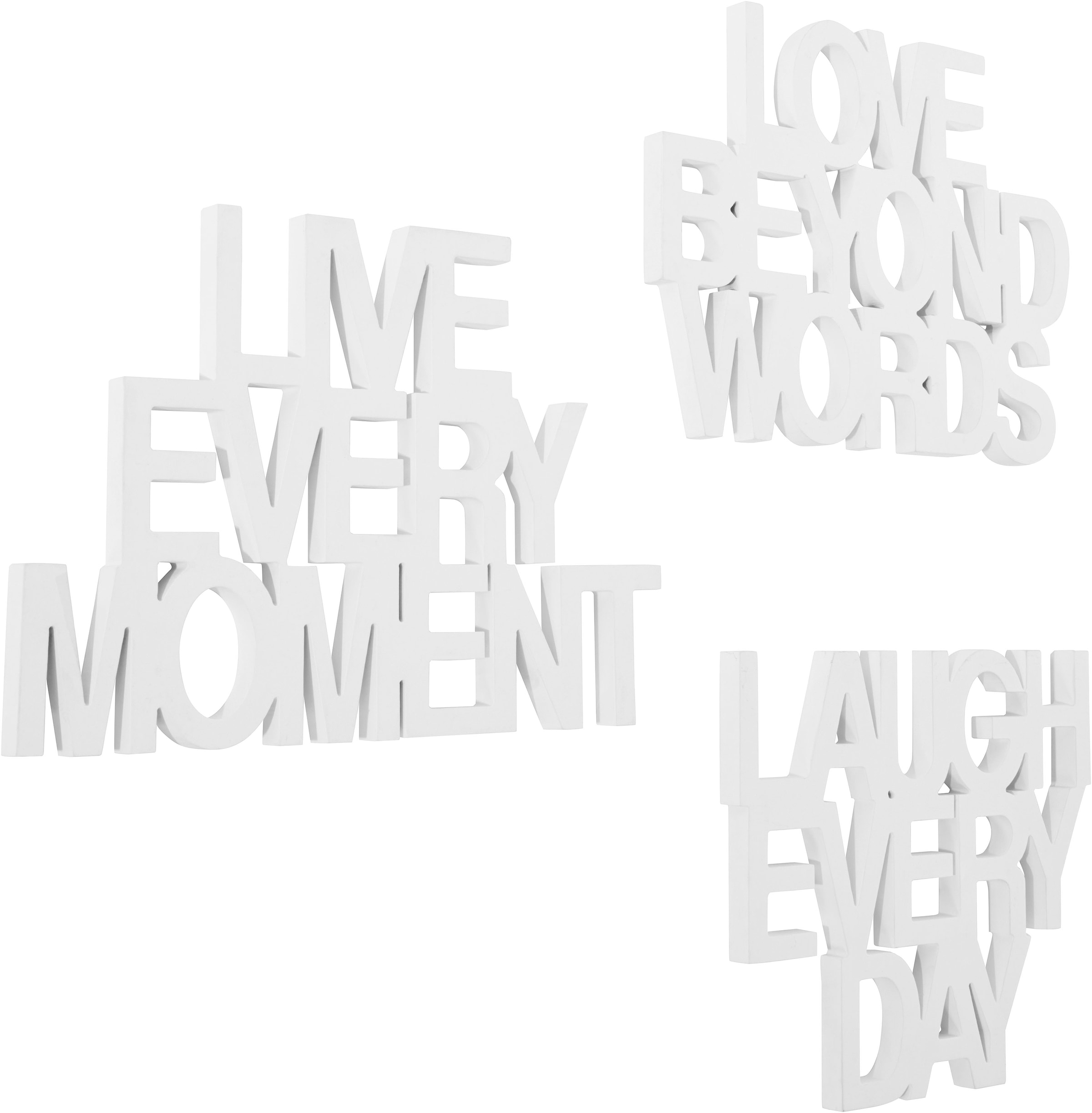 andas Wanddekoobjekt »Schriftzug Live every Moment - Love beyond Words - Laugh every Day«, Wanddeko