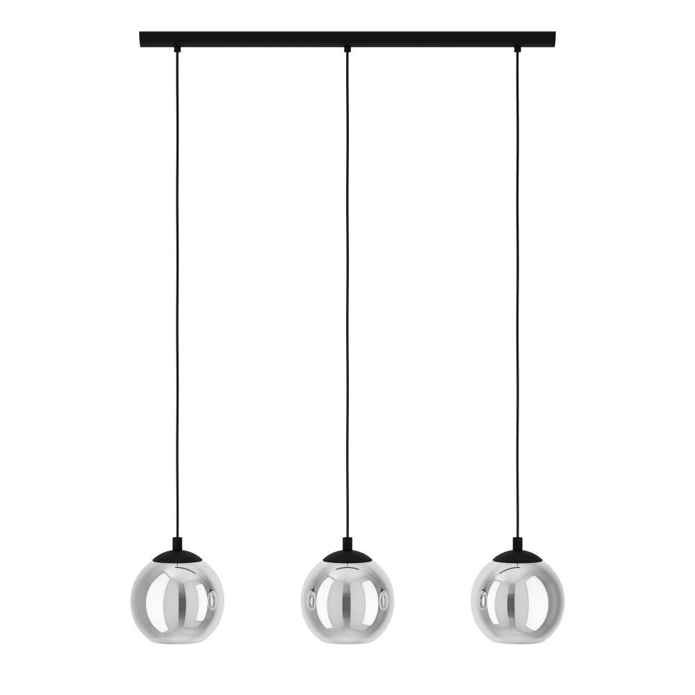 EGLO Pendelleuchte »ARISCANI«, 3 flammig, Leuchtmittel E27 | ohne Leuchtmittel, Lampe für Esstisch, Hängeleuchte, Rauchglas schwarz transparent, E27