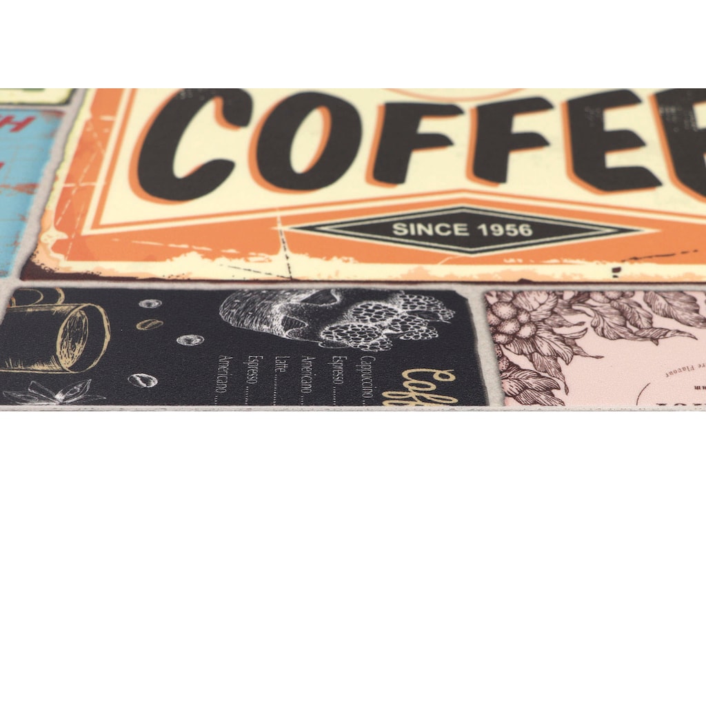 Primaflor-Ideen in Textil Vinyl-Läufer »Küchenläufer COFFEE TIME«, rechteckig, aus Vinyl, abwischbar, Patchwork Design, Motiv Kaffee, Küche
