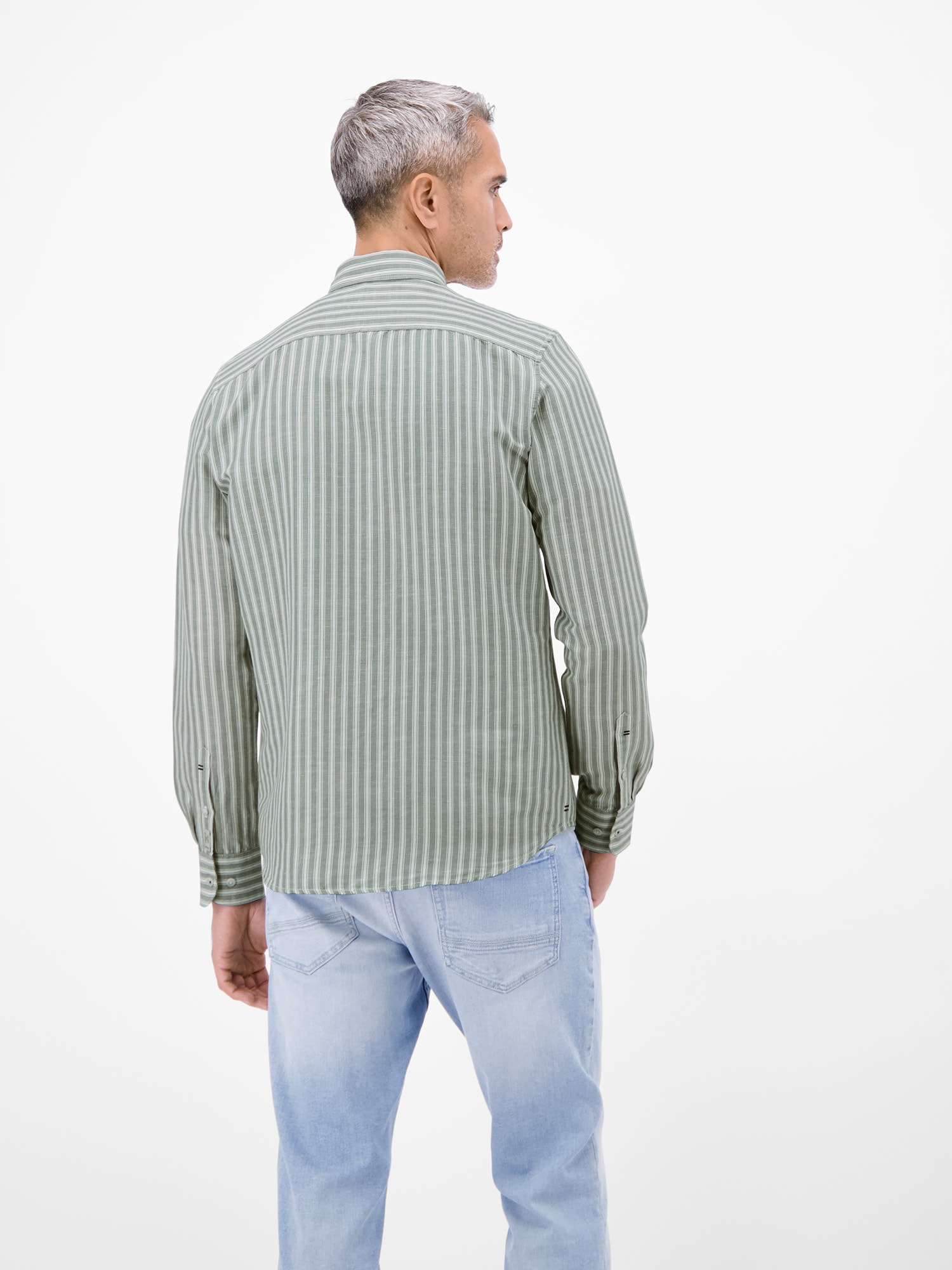LERROS Leinenhemd »Gestreiftes Langarmhemd aus Leinen-Baumwoll-Mix« Gestreift, 55% Leinen, 45% Baumwolle, Button‑down, 2‑Knopf