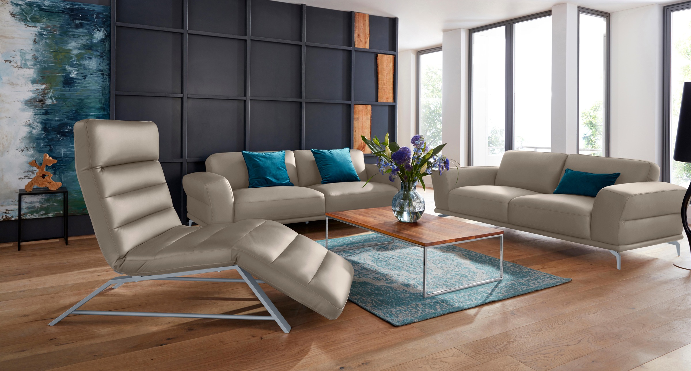 W.SCHILLIG 2,5-Sitzer »montanaa Design Sofa mit erstklassigem Sitzkomfort, Federkern« mit Metallfüßen in Silber matt, Breite 212 cm