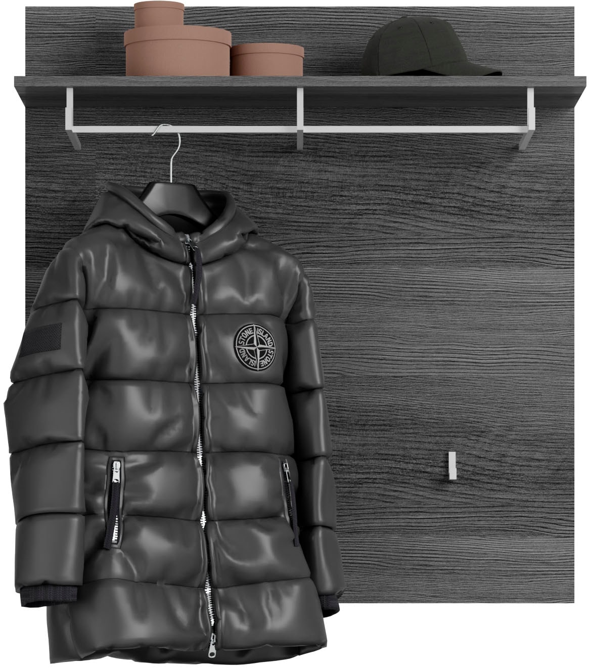 INOSIGN Garderobenpaneel »Siena, Breite 90 cm, 3 Haken, 1 Kleiderstange, 1 Ablageboden«, Wandpaneel, Paneel, Wandhaken, Wandboard