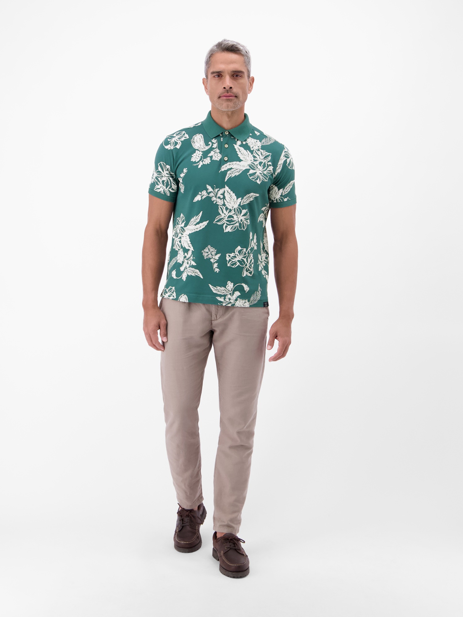 LERROS Poloshirt »Poloshirt mit floralem All-over-Print, 100 % Baumwolle«