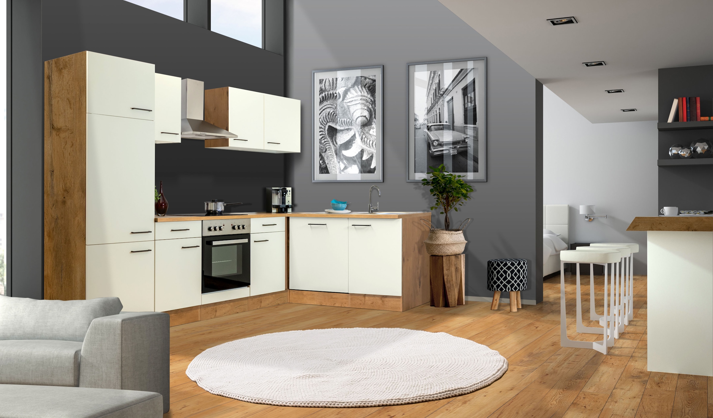 Flex-Well Küchenzeile »Vintea« mit E-Geräten, Gesamtbreite 280 x 170 cm
