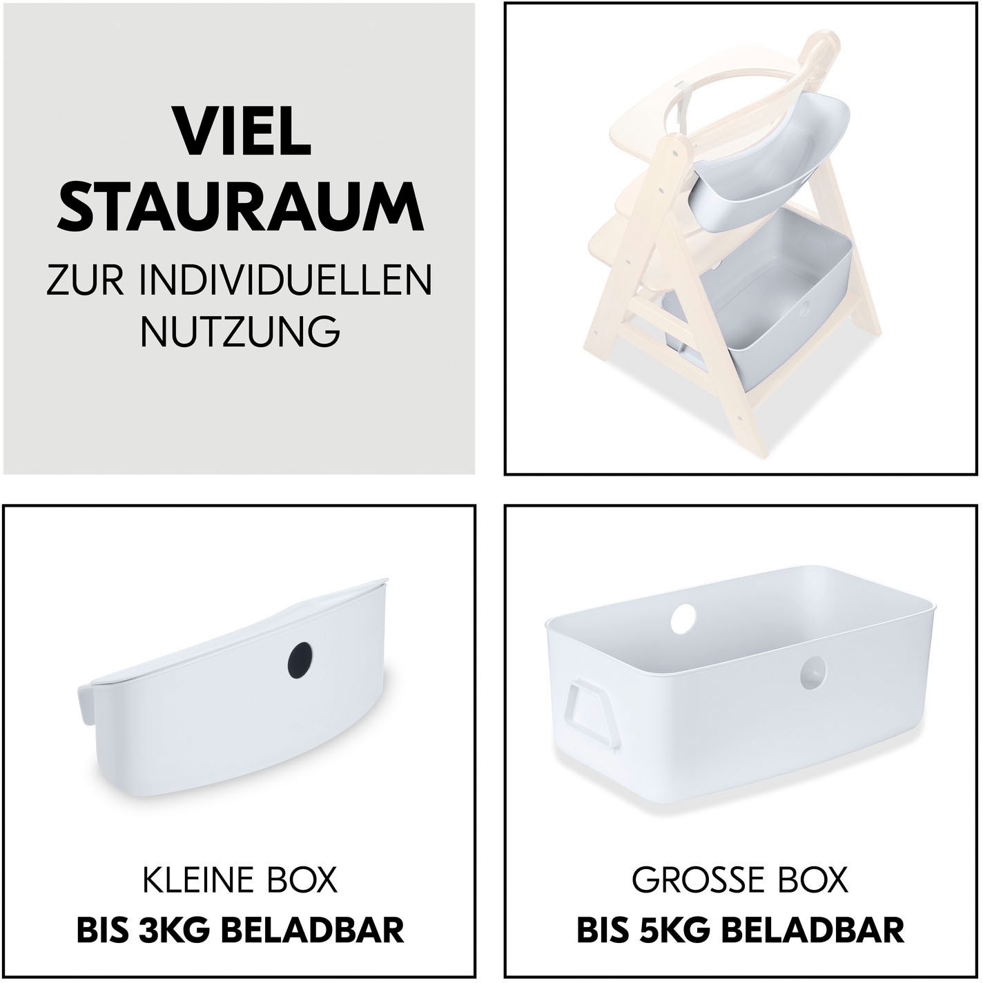 Hauck Aufbewahrungsbox »Alpha Box Set, white«, (Set, 2 St.), für Hochstühle