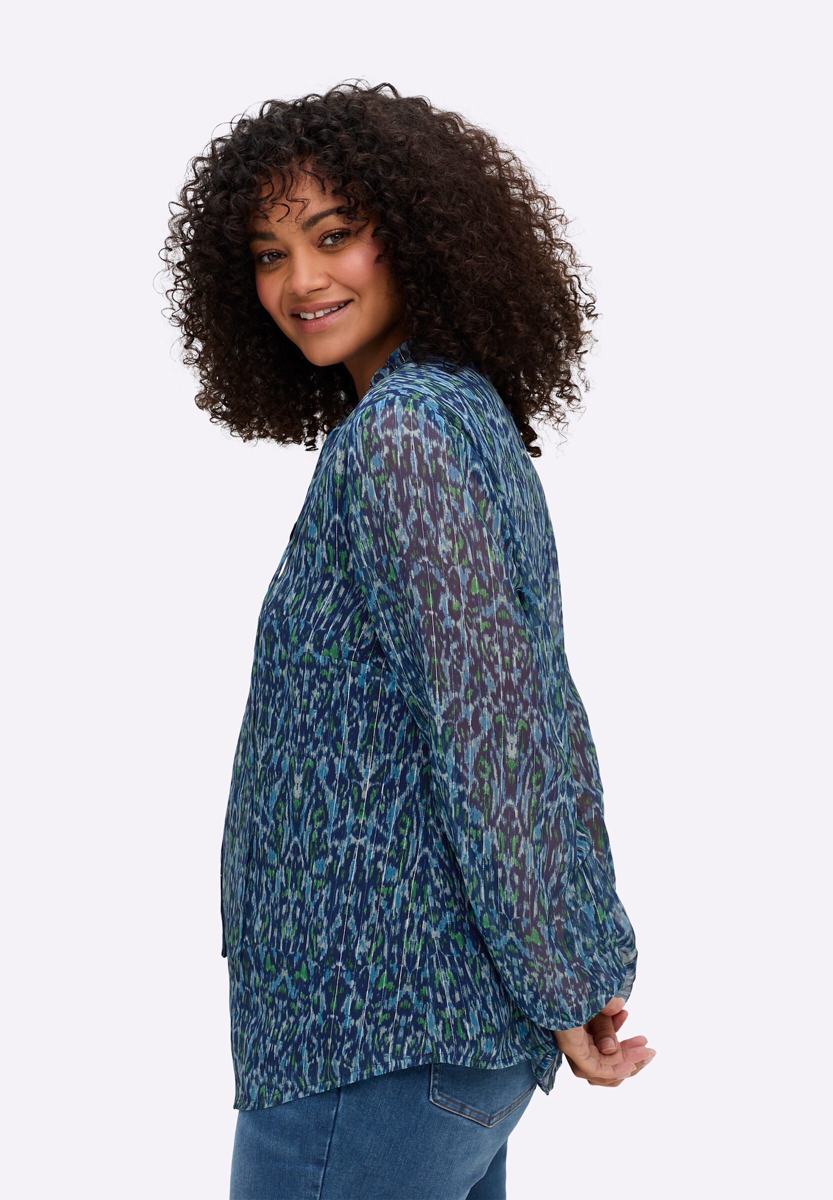 sheego by Joe Browns Longbluse »Tunika Chiffonbluse mit Glanz-Nadelstreifen«