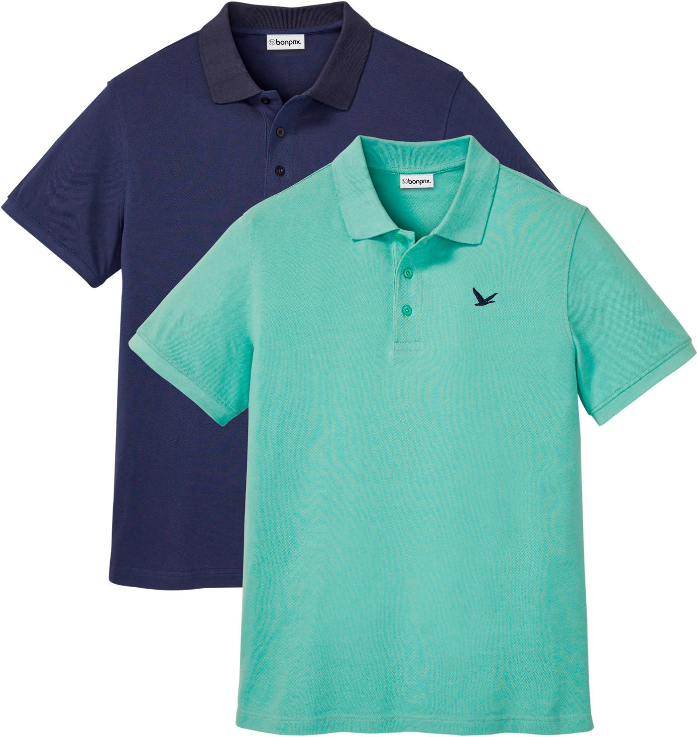 bonprix Poloshirt »Poloshirt (2er Pack) aus reiner Baumwolle« Packung, 2 Stk. Regular Fit, Kurzarm, aus Baumwolle, mit Polokragen