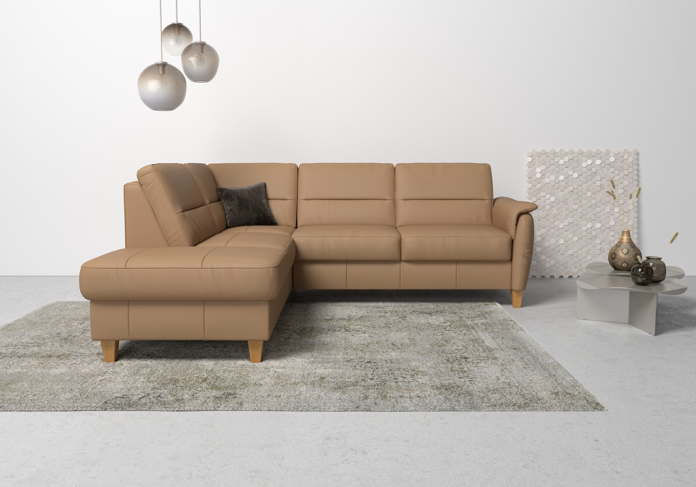 Home affaire Ecksofa »Palmera L-Form, B: 236 cm«, optional Bettfunktion & Bettkasten, Federkern