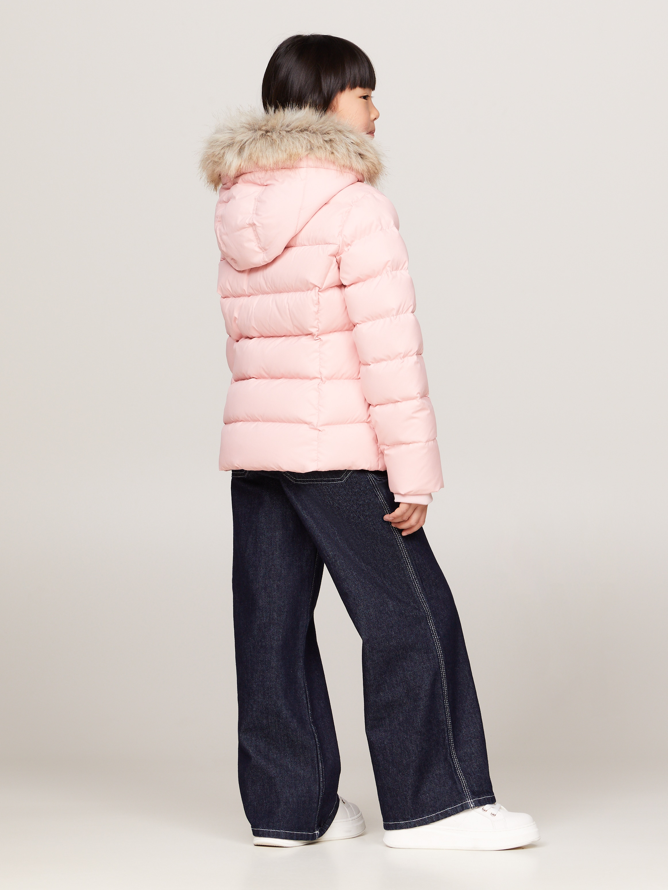 Tommy Hilfiger Steppjacke »ESSENTIAL FUR HOOD JACKET«, mit Kapuze, mit Fellimitat an der Kapuze