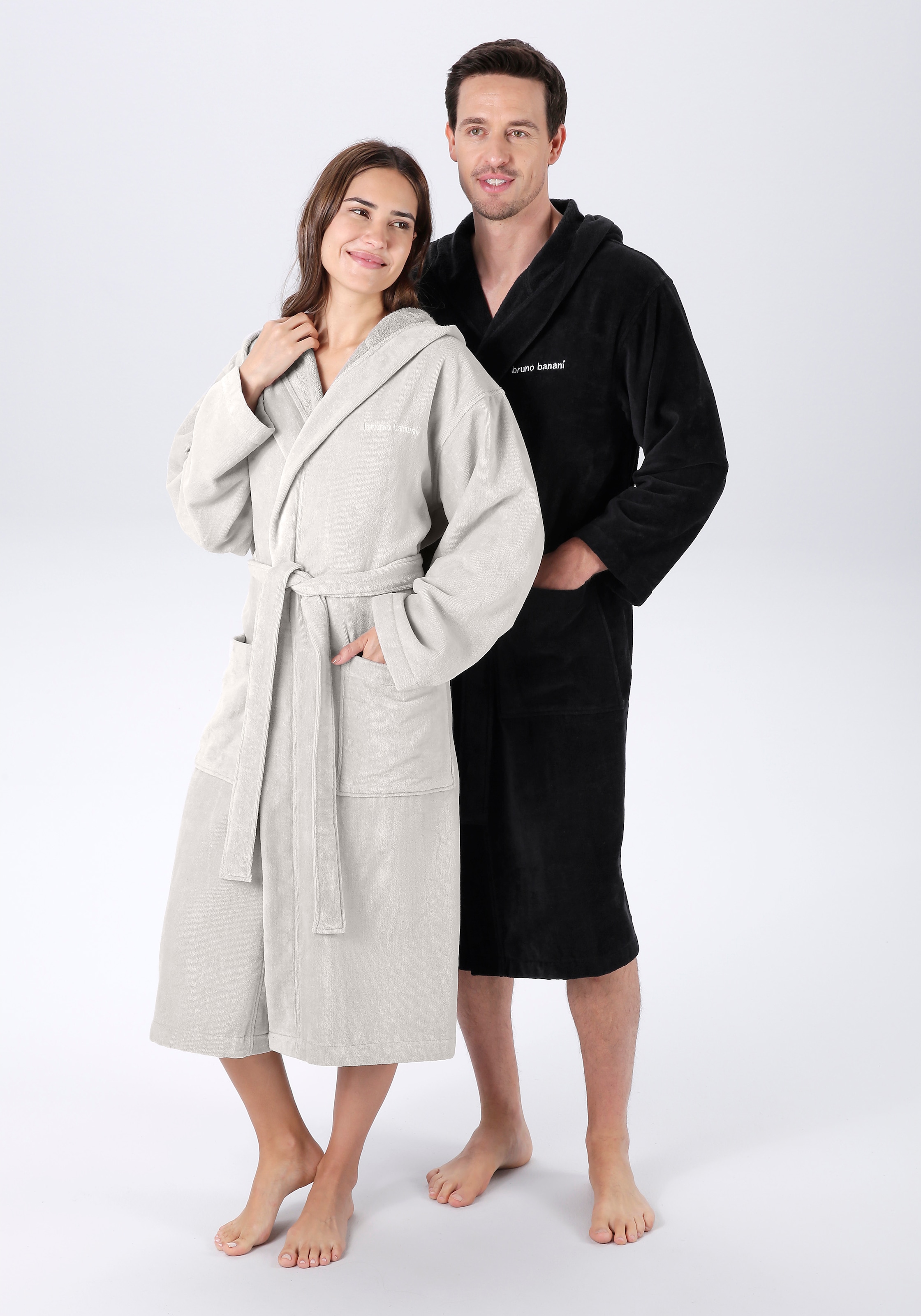 Bruno Banani Unisex-Bademantel »Daniel, ideal für Sauna & Spa, Hotelbademantel, Morgenmantel«, (1 St.), Damen & Herren Bademantel, lang, mit Taschen, S-5XL