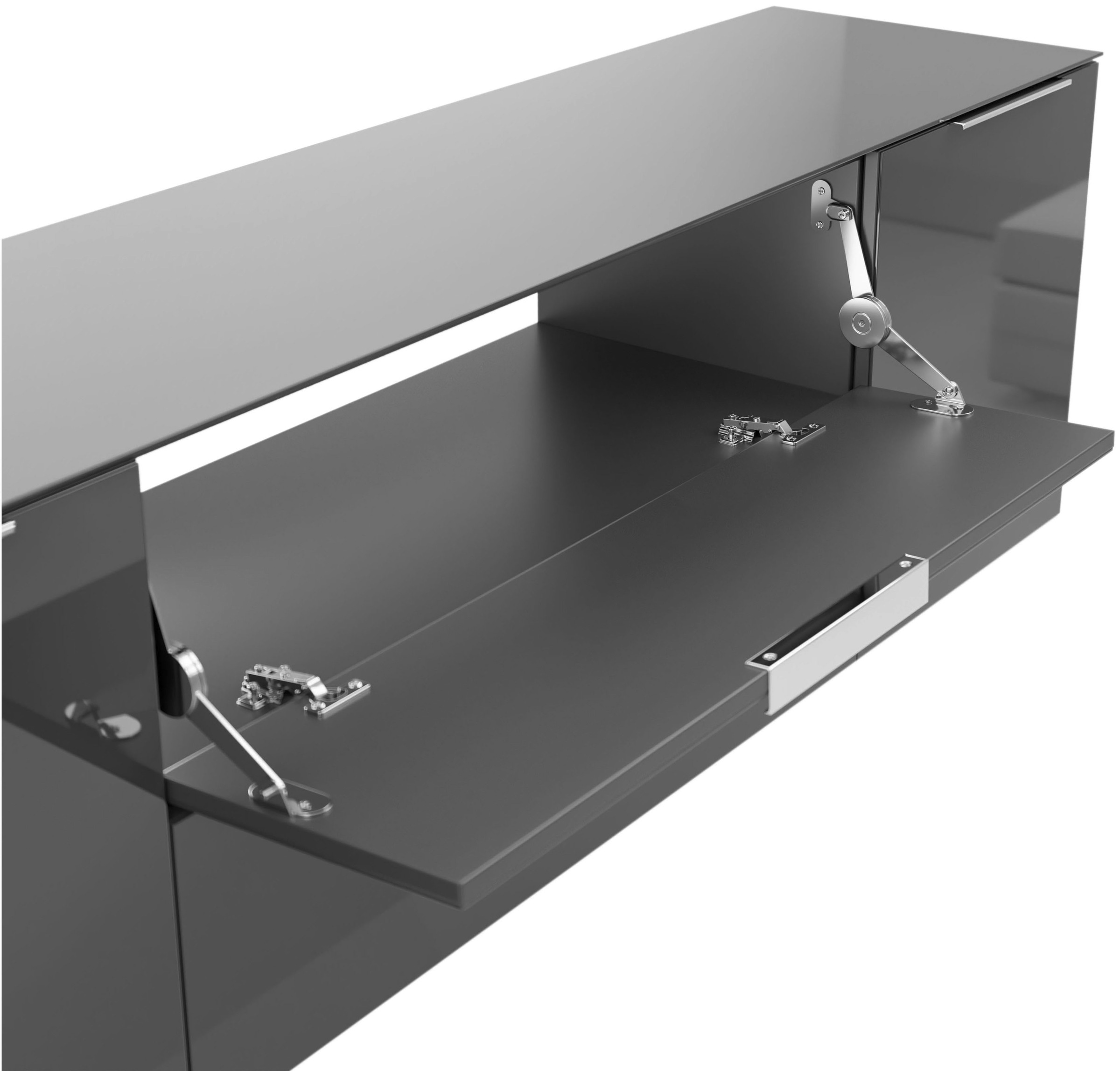 Manjana Möbel Lowboard »Lowboard mit Chrom oder Schwarz matten Metallgriffen«