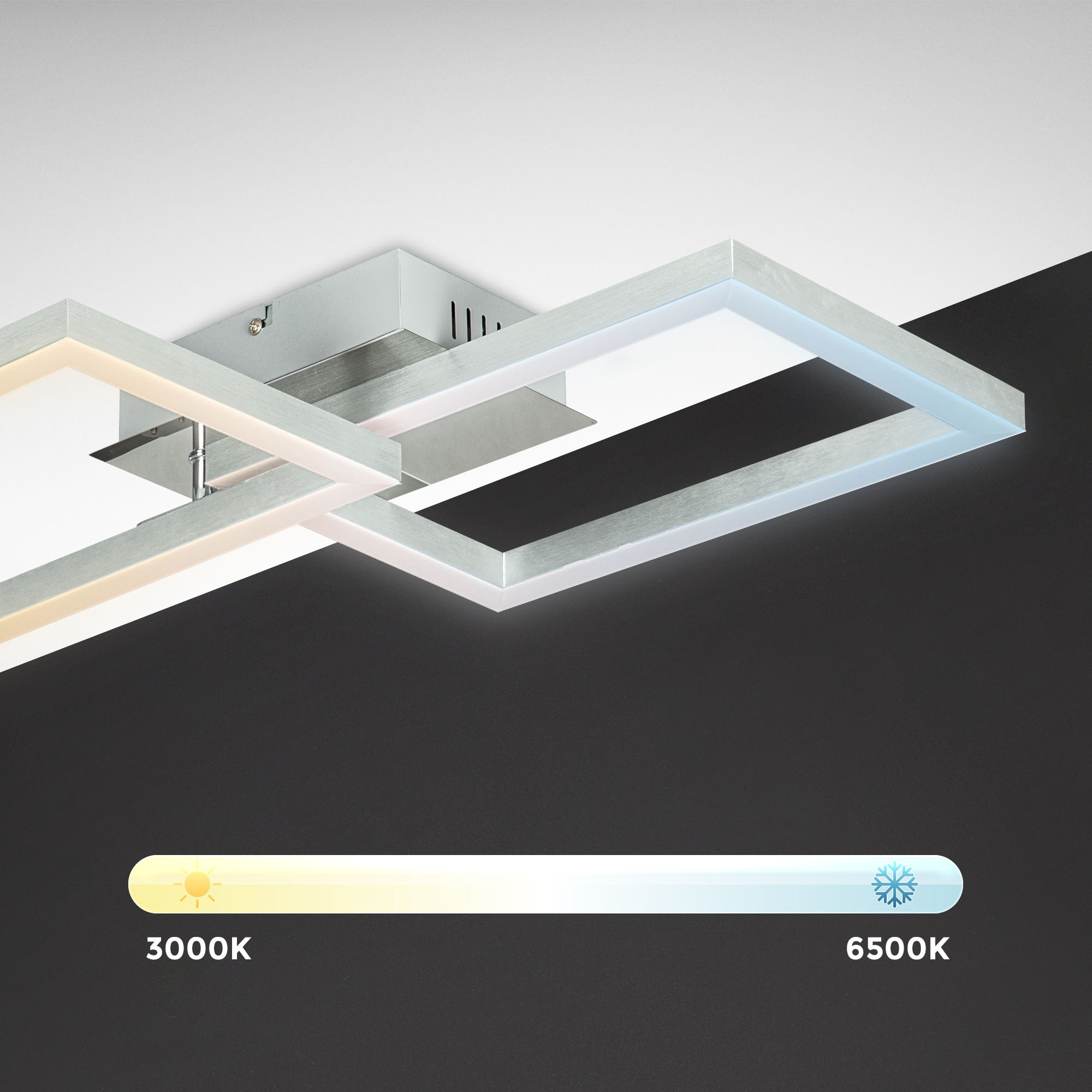 B.K.Licht LED Deckenleuchte »Smarte LED-Deckenleuchte, mit Farbwechsel, Lichteffekte«, 1 flammig, Leuchtmittel LED-Modul | LED fest integriert, WIFI Frame, RGB, CCT, Tuya-App, Nachtlichtfunktion