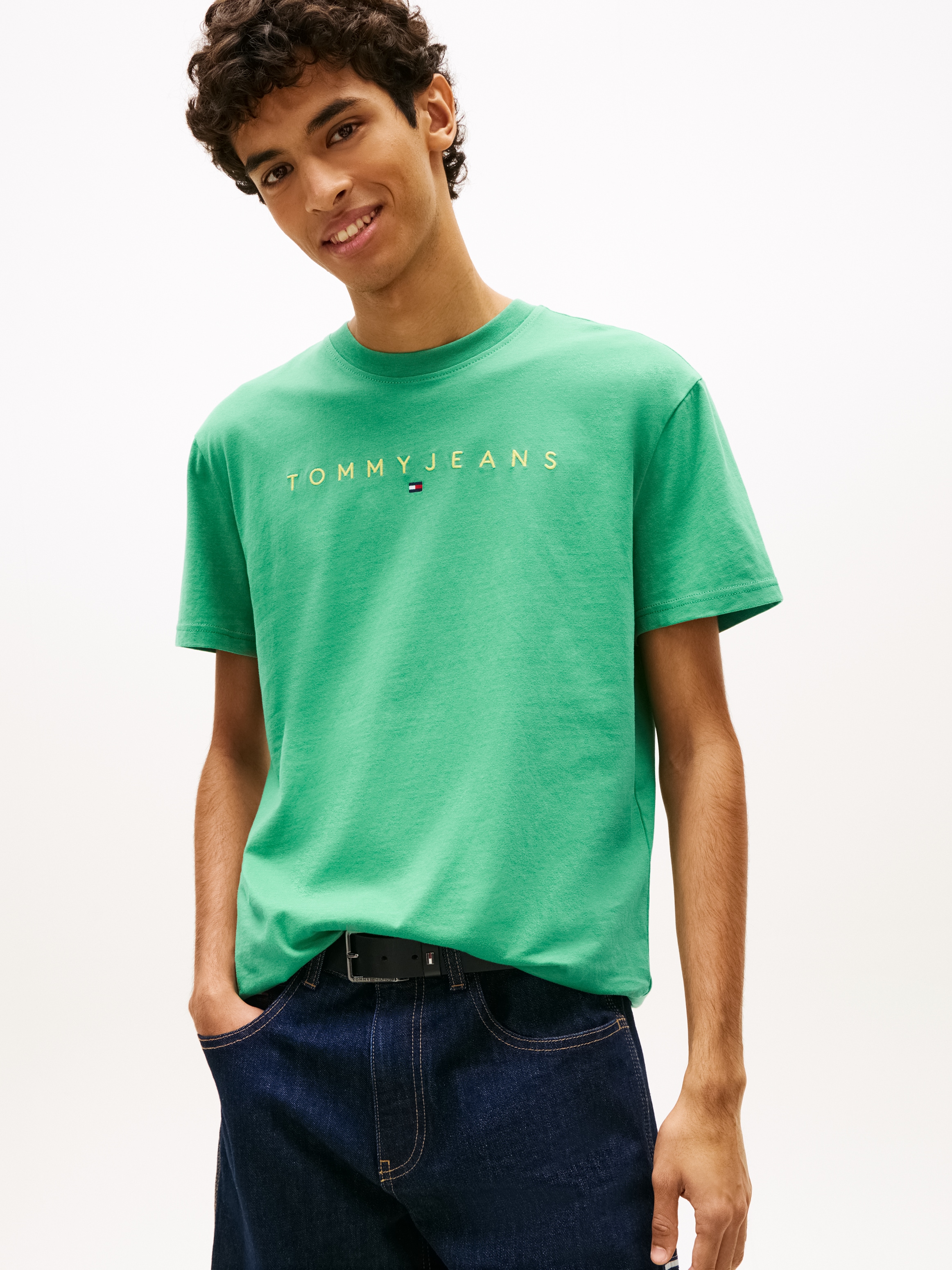 Tommy Jeans T-Shirt »TJM REGULAR LINEAR LOGO EXT« Rundhals, Regular Fit