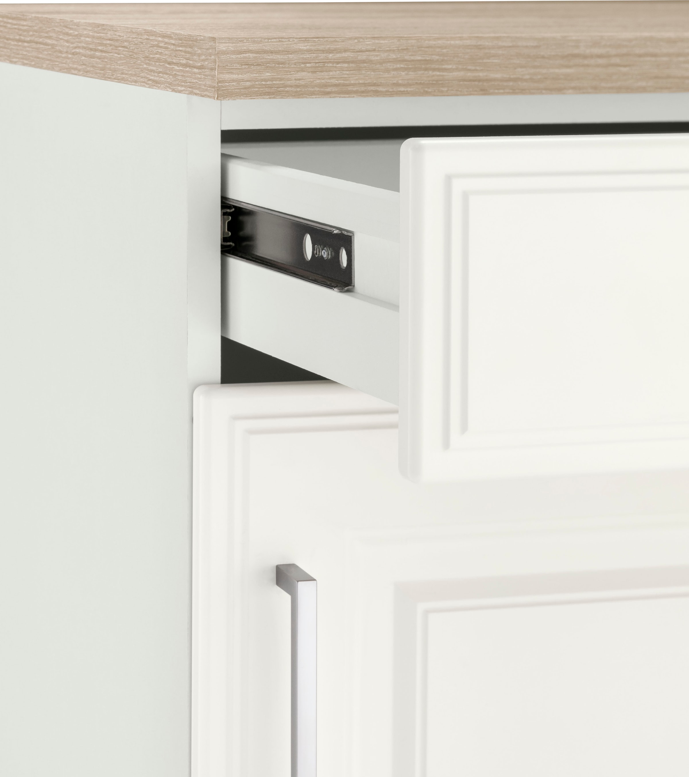 HELD MÖBEL Winkelküche »Stockholm«, Stellbreite 220/220 cm, mit hochwertigen MDF Fronten im Landhaus-Stil