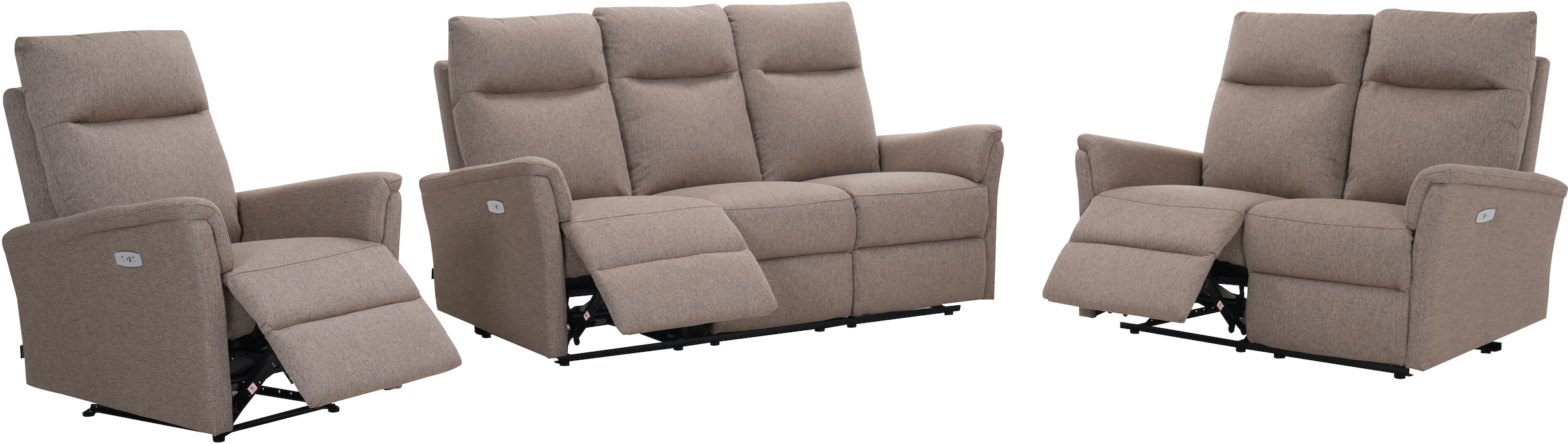 Home affaire Polstergarnitur »FINNARA, 3+2+1, elelektrische Relaxfunktion, USB A/C« Liegefunktion 105°-135°, Federkern,
