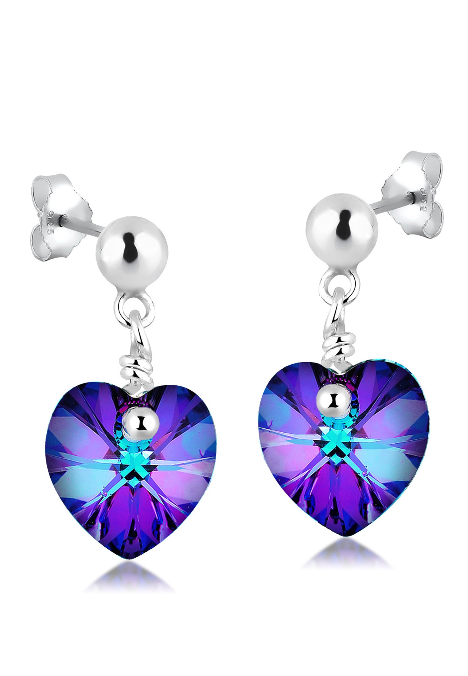 Elli Paar Ohrhänger »Ohrringe Blue Hearts Crystals 925 Sterling Silver«