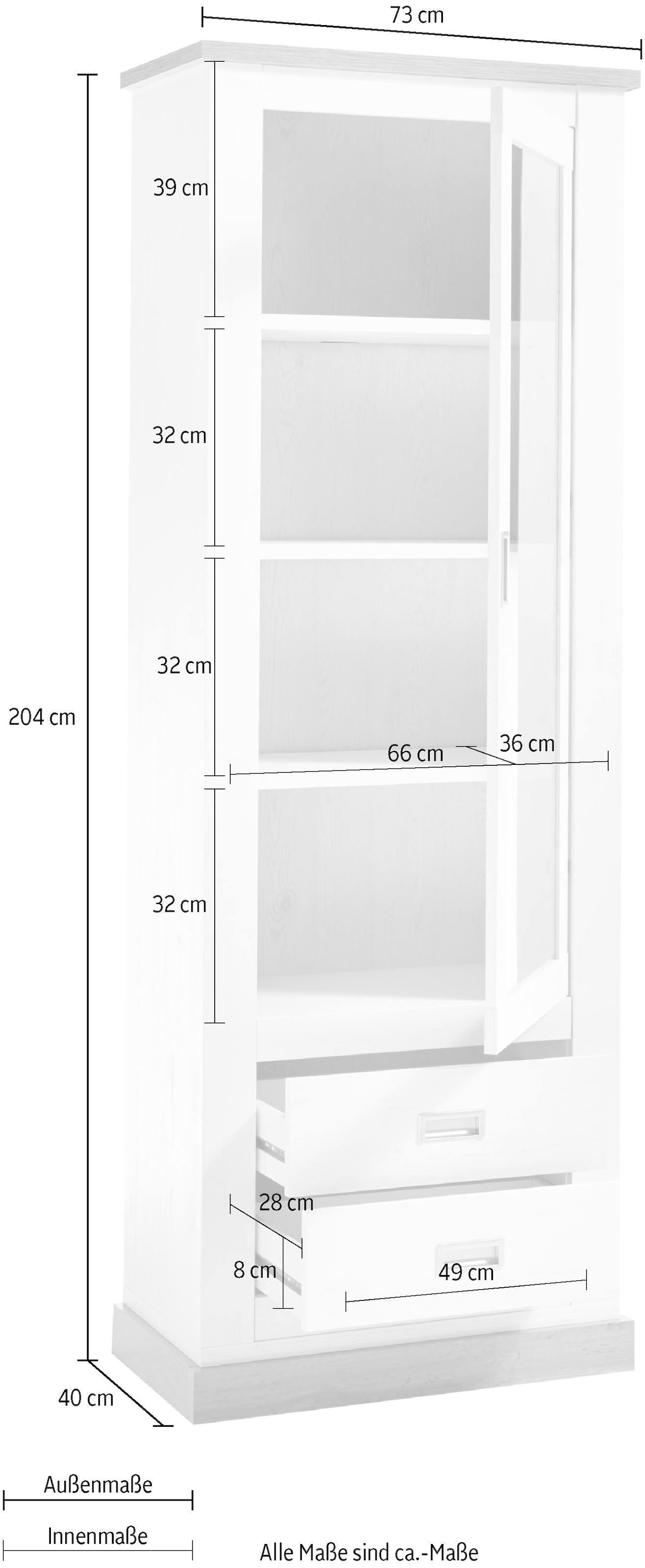 Home affaire Vitrine »ORLANDO«, Höhe ca. 204 cm