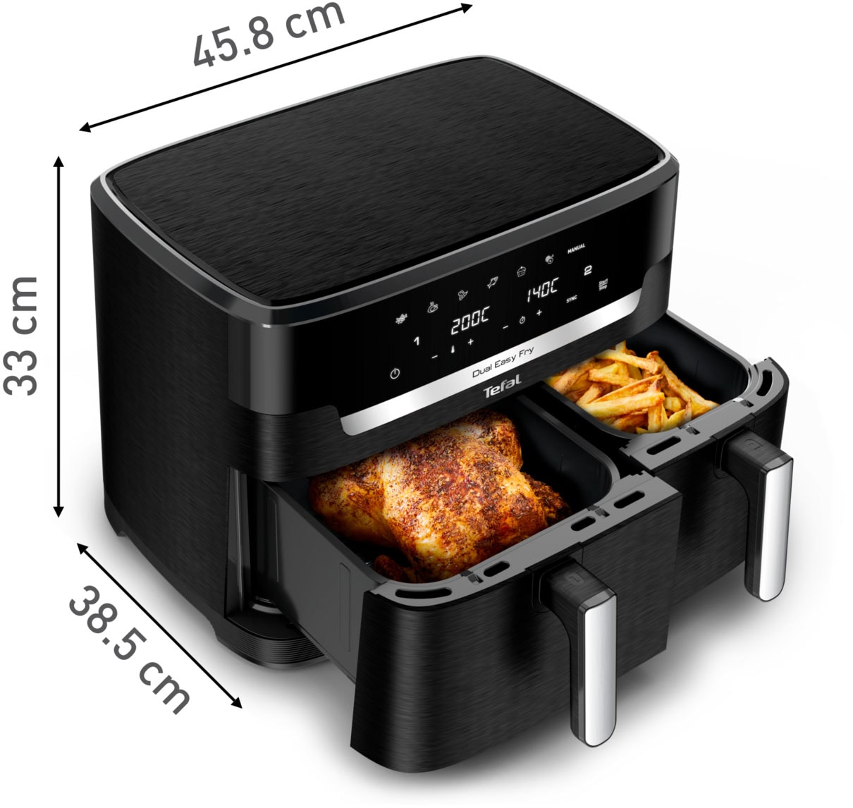 Tefal Heißluftfritteuse »EY9428 Dual Easy Fry XXL«, 2700 W, Heissluftfritteuse Doppelkammer, energie- & zeitsparend, EY9428