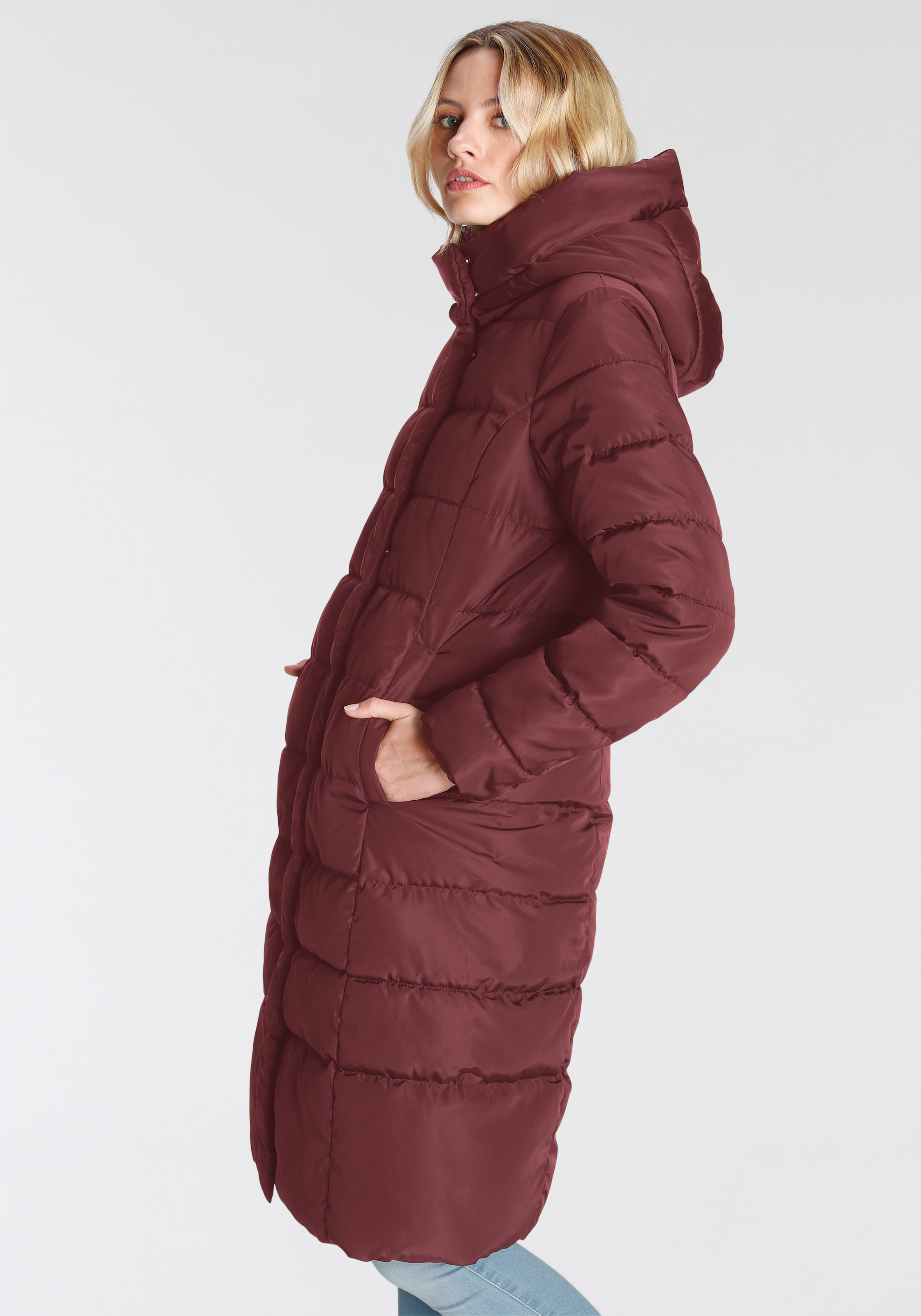 ONLY Steppmantel »ONLTINA PUFFER X LONG COAT OTW«, mit Kapuze