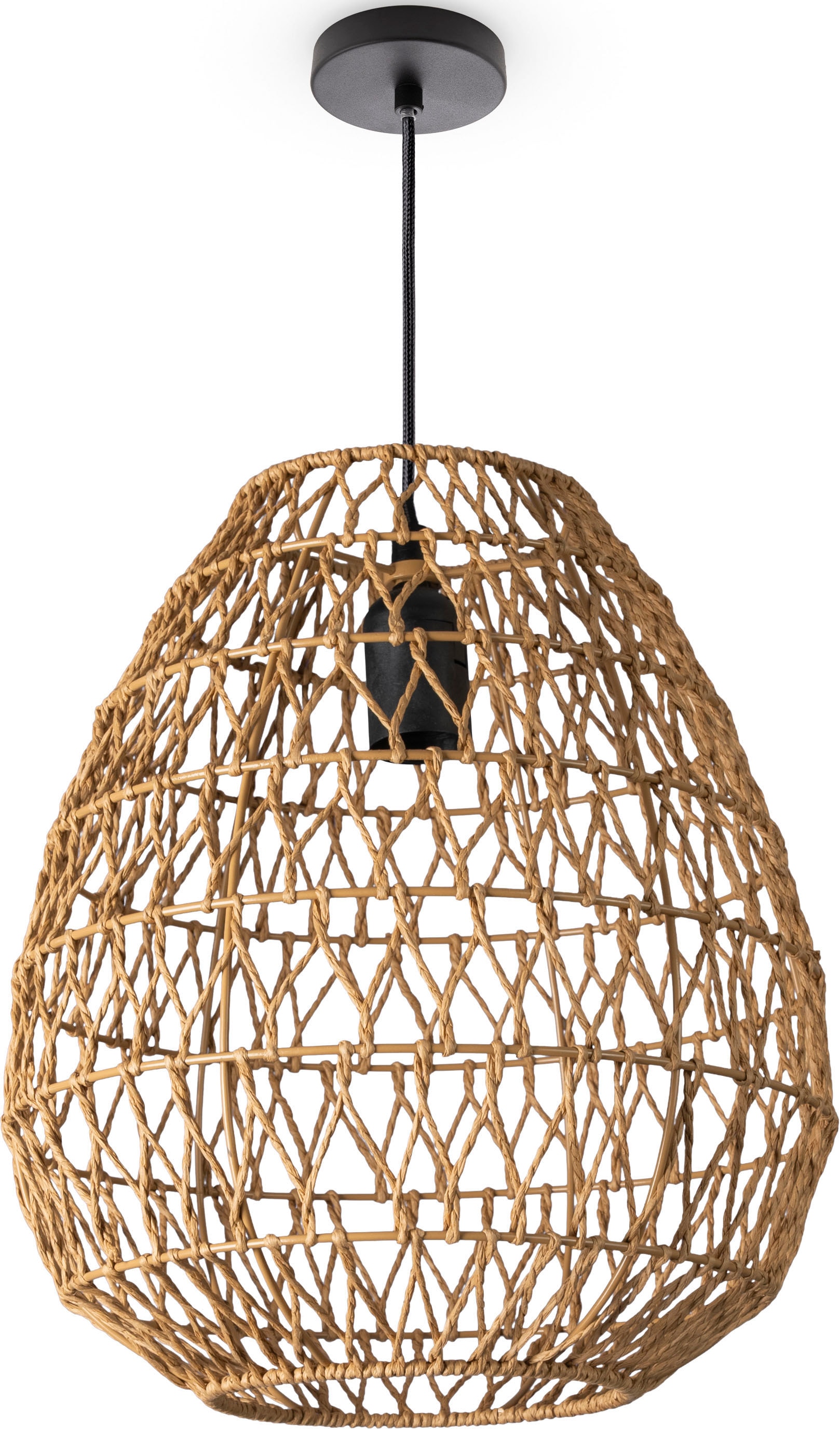 Paco Home Pendelleuchte »KAGEEG« E27 Korb Hängeleuchte Rattan Optik Boho Esszimmerlampe E27 Skandi in braun, Größe Ø 30 cm Höhe: 33 cm