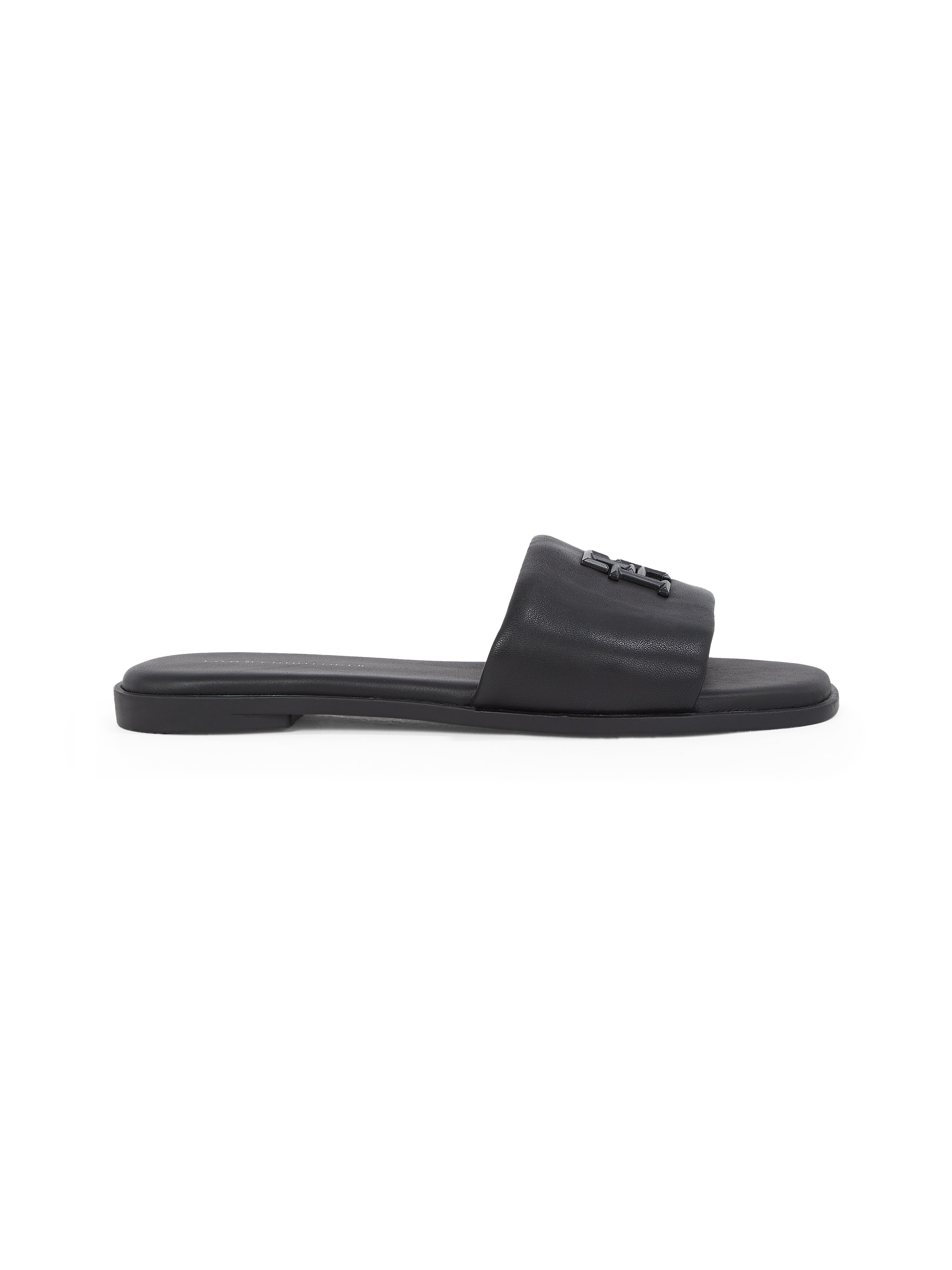 Tommy Hilfiger Pantolette »TH LOGO HARDWARE LEATHER MULE«, Sommerschuh, Flats, Bequemschuh mit TH-Logo