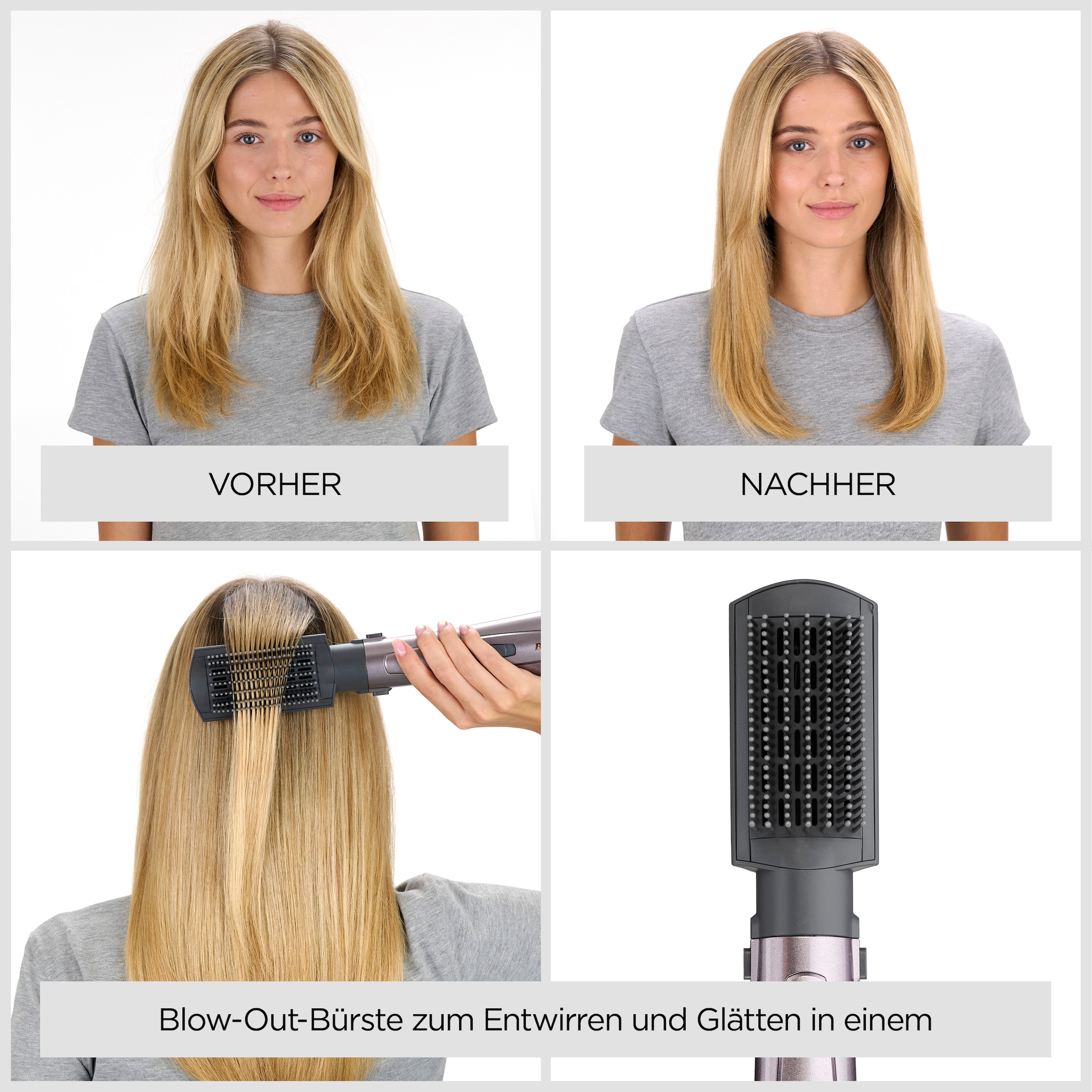 BaByliss Warmluftbürste »Air Style 1000 Warmluftbürste mit 4 Aufsätzen, 1000W, AS136E« 4 Aufsätze 4-in-1 Styler zum Föhnen, Glätten, Locken und für Volumen, Ionen