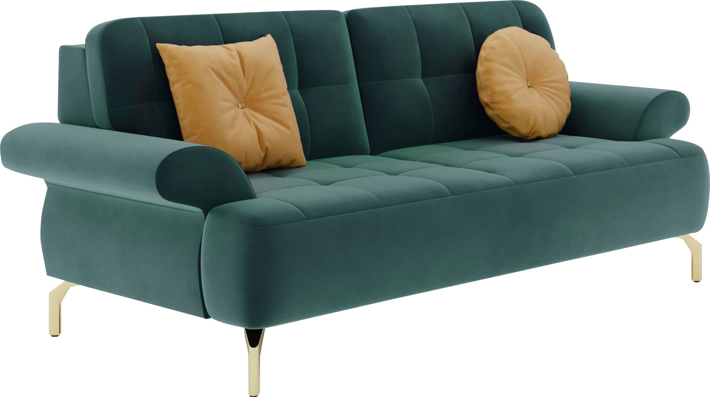 sit&more 2,5-Sitzer »Orient 1«, inkl. 2 Zierkissen mit Strass-Stein, goldfarbene Metallfüße