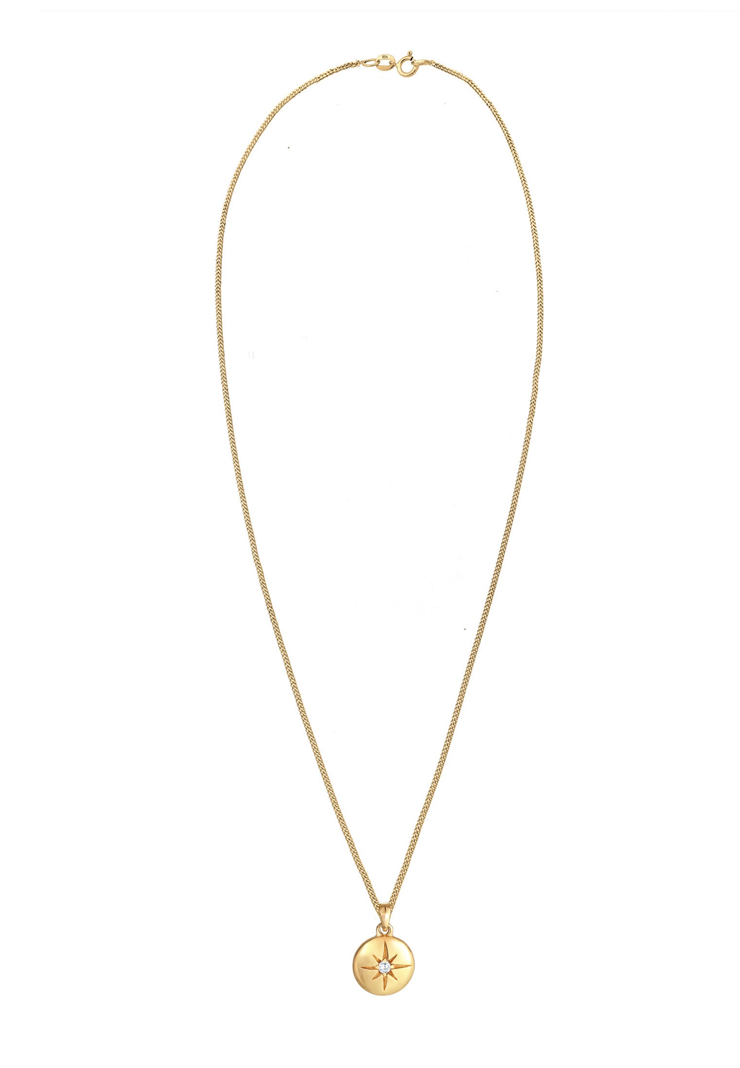Elli Kette mit Anhänger »Halskette Stern Plättchen Disc Zirkonia 925 Silber«