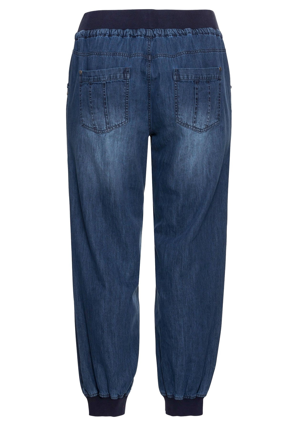 Sheego Schlupfjeans »Pumpjeans aus Denim mit Ripp-Bündchen«