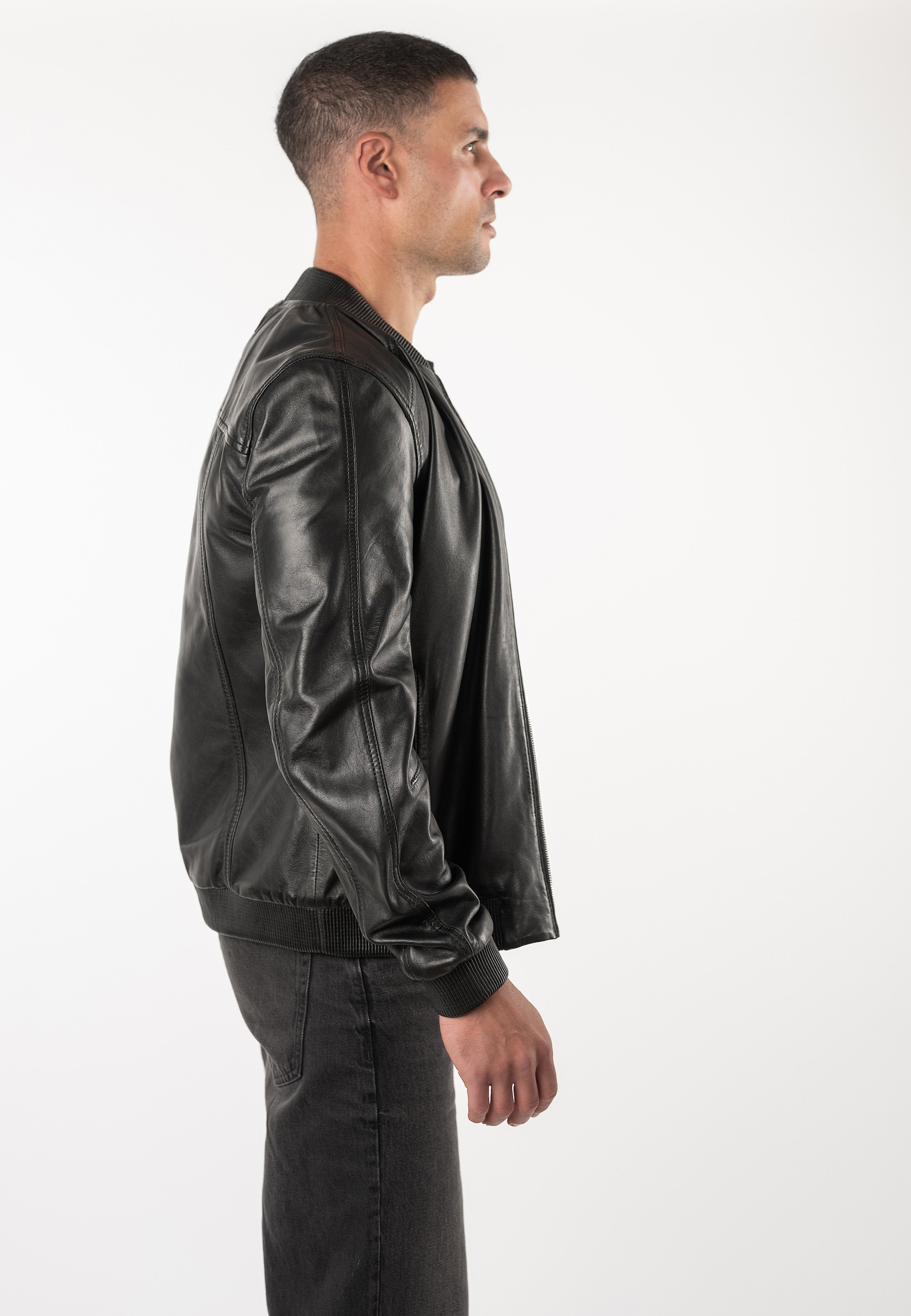 Mauritius Lederjacke »MMGlashy« Blouson mit gerippten Details
