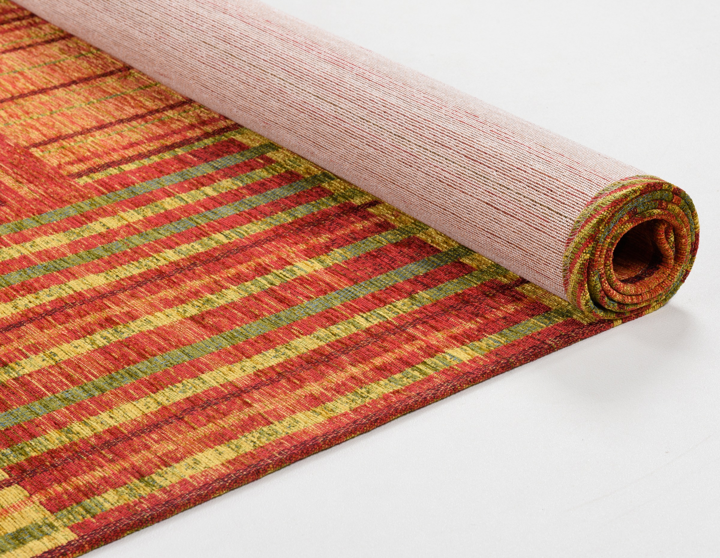 TOM TAILOR HOME Teppich »Stripy Pat«, rechteckig, 5 mm Höhe, Flachgewebe, modernes Patchworkdesign, gestreift, Chenille, Wohnzimmer