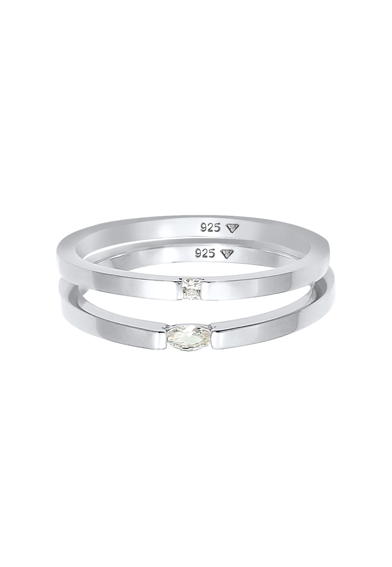 Elli Ring-Set »Ring Ring Solitär Zirkonia Klassik Set 925 Silber«
