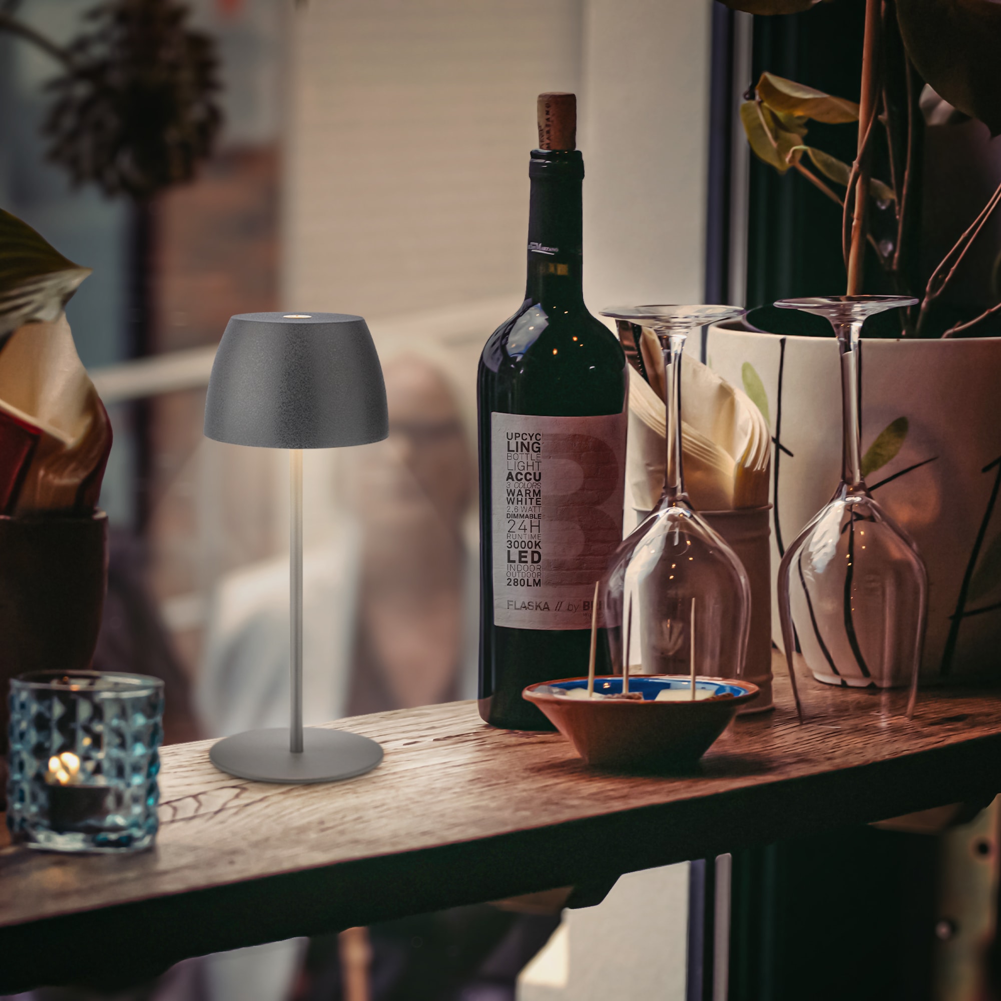 Briloner Leuchten Tischleuchte »2er Set LED Tischlampe kabellos, weiß« 2er Set Tischlampe kabellos 20 x 8 cm Anthrazit 2,5W