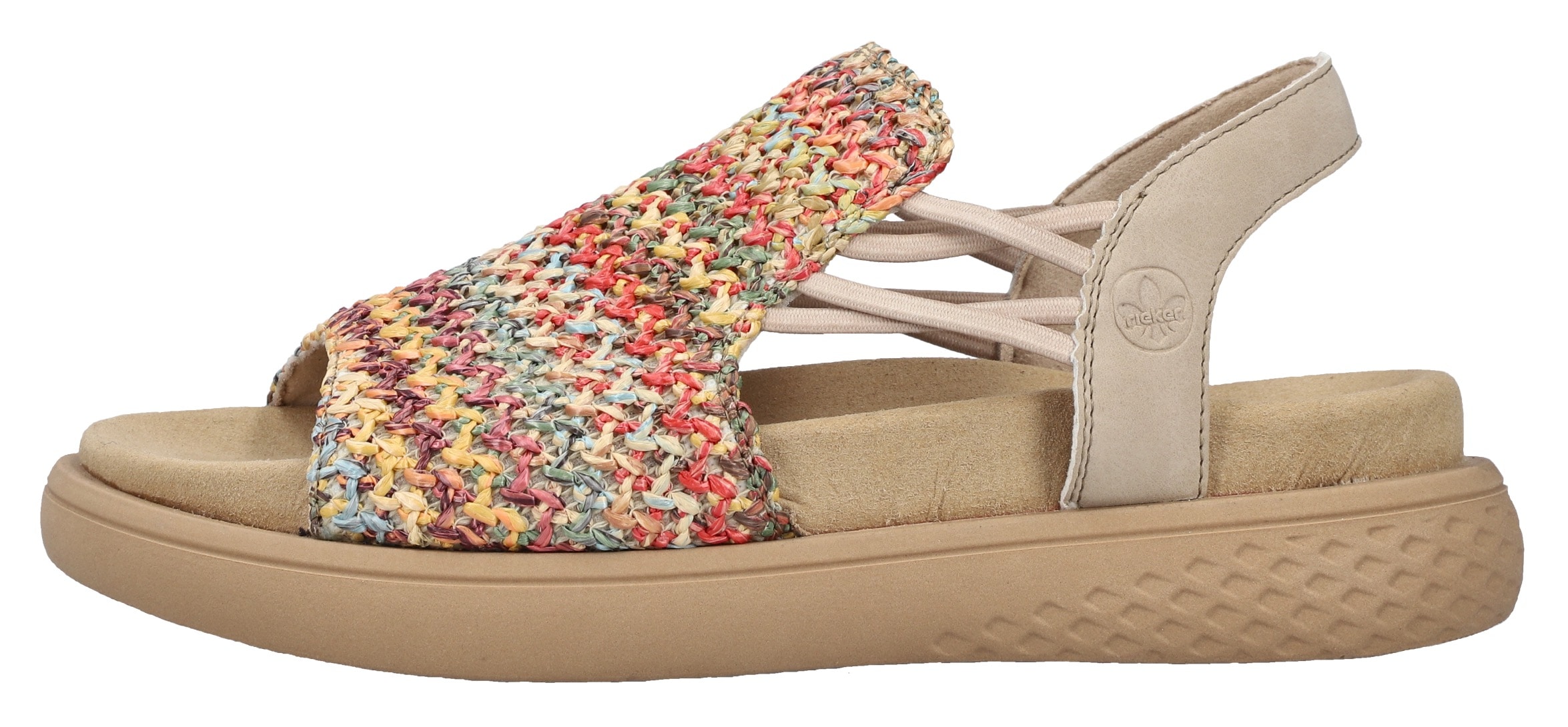 Rieker Plateausandale, Sommerschuh, Schlupfschuh, Urlaubschuh mit seitlichen Gummizügen