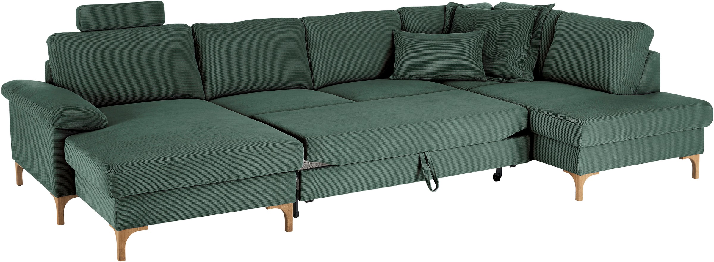 3C Candy Wohnlandschaft »Lecce, wahlweise PUR-Schaumstoff oder Tonnentaschenfederkern U-Form« Bettkasten in Umbauecke und Longchair, sowie Querschläfer im 2-Sitzer