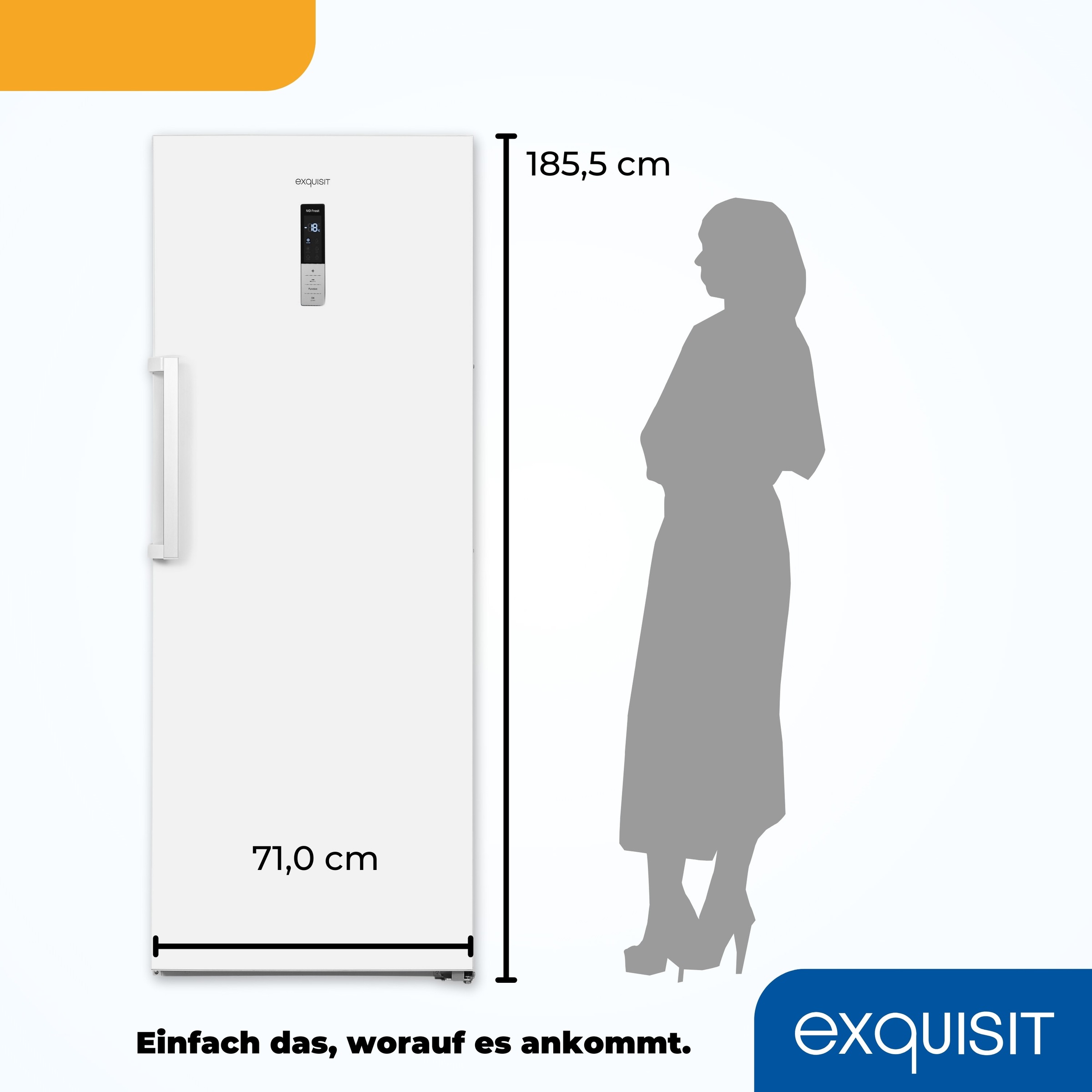 exquisit Gefrierschrank »GS380-NF-H-050E weiss«, 185,5 cm hoch, 71 cm breit, Türanschlag wechselbar