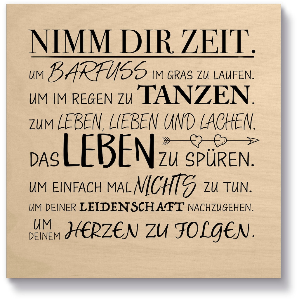 Artland Holzbild »Nimm dir Zeit«, Sprüche & Texte, (1 St.)