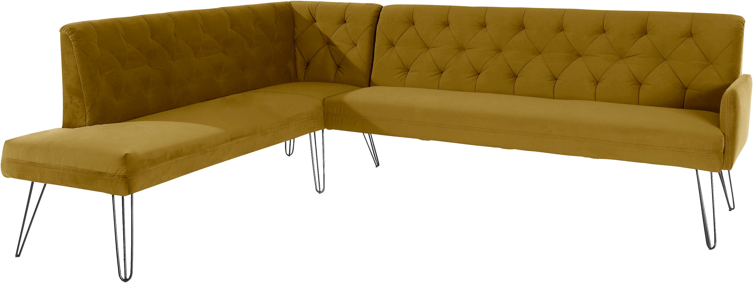 exxpo - sofa fashion Eckbank »Doppio, Chesterfield Optik, komfortabel und bequem, hohe Designfüße« Frei im Raum stellbar