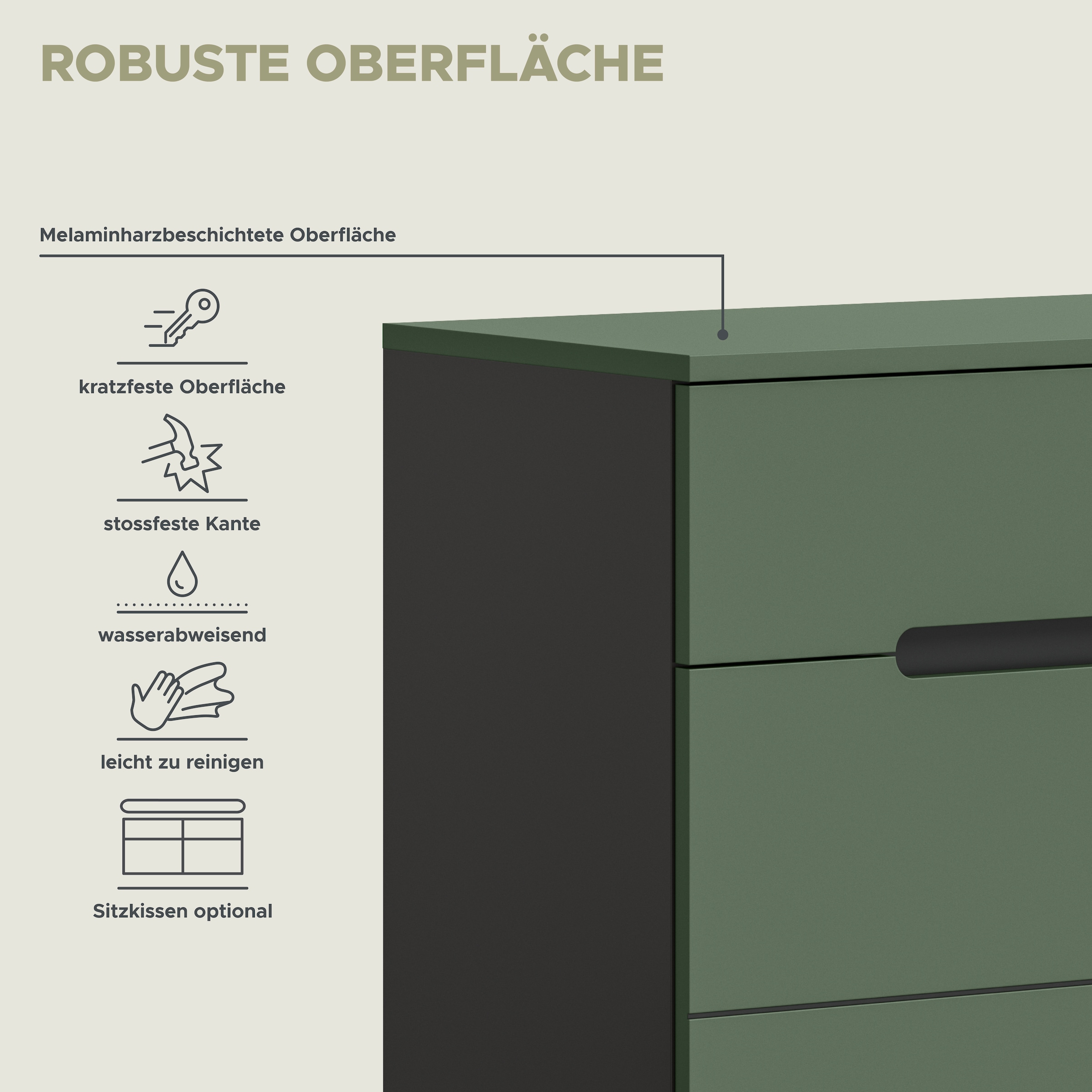 Home affaire Garderoben-Set »Rehat, Garderobenkombination, Breite 255cm« Garderobenschrank, Sitzbank, Paneel, Hakenleiste, Spiegel, Kommode, 6 Stk. tlg.