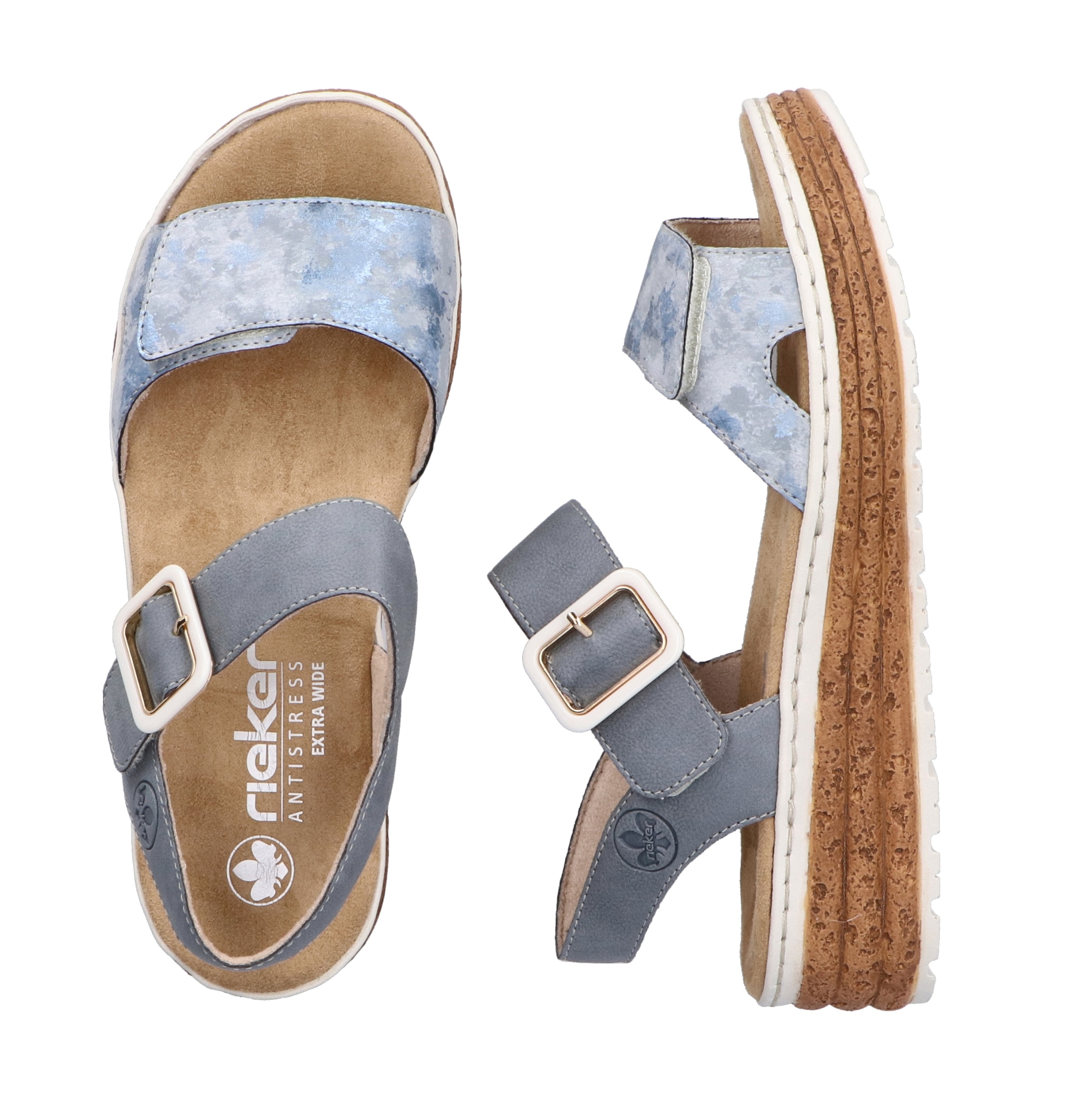 Rieker Plateausandale, Sandalette, Sommerschuh, Keilsandale mit praktischen Klettverschlüssen