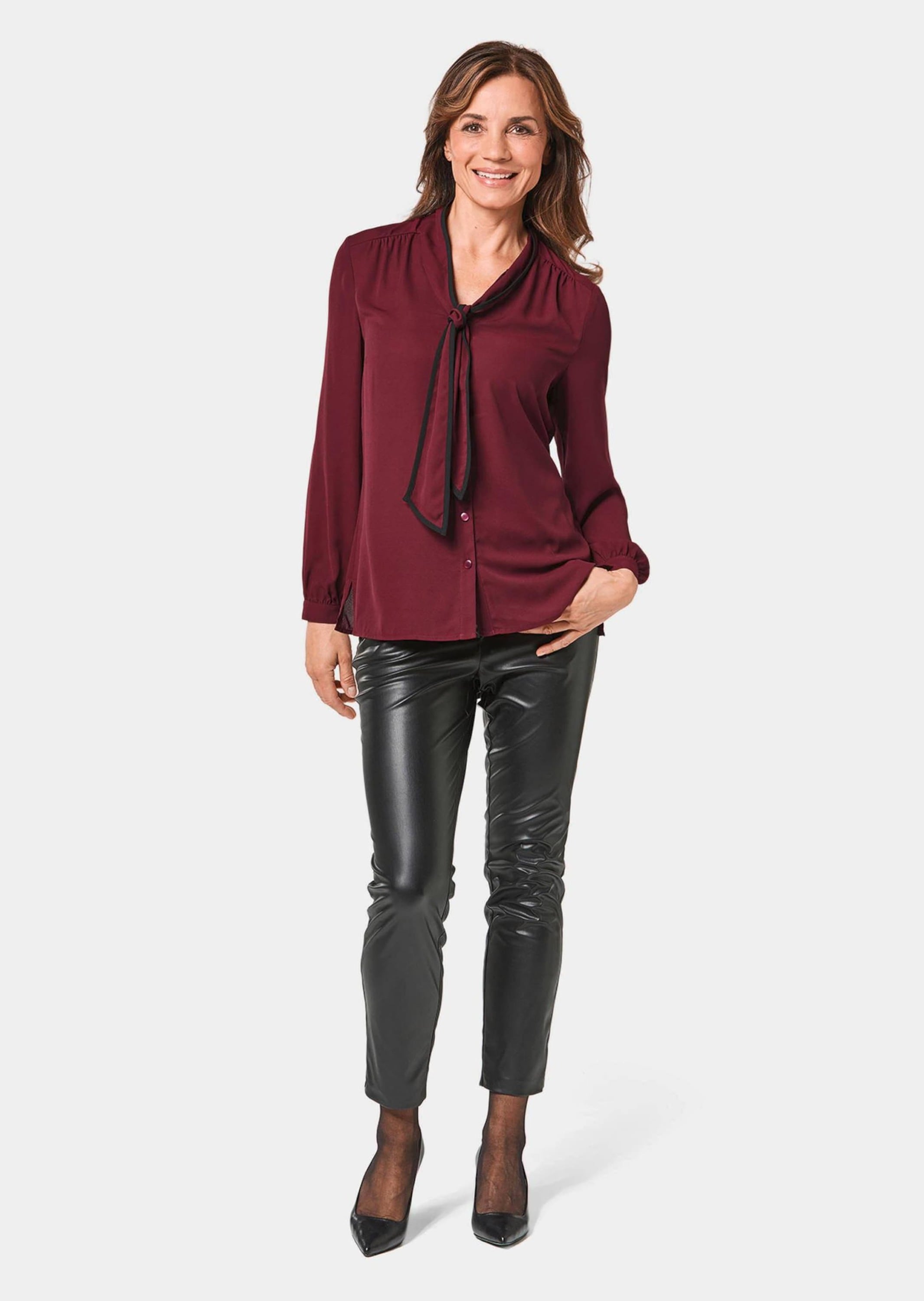 GOLDNER Langarmbluse »Kurzgröße Figurumspielende Bluse mit Schluppe«