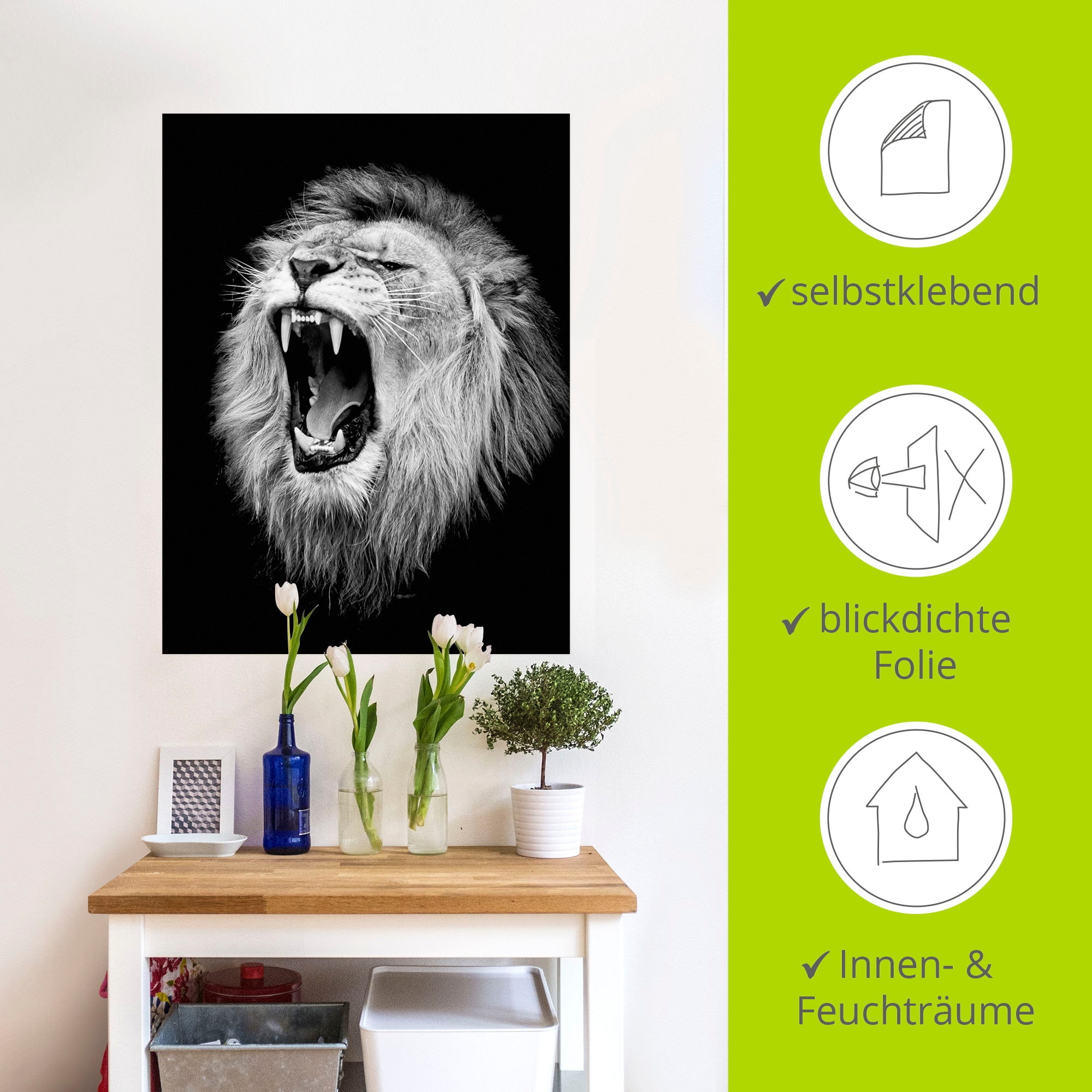 Artland Wandbild »Der Löwe«, Wildtiere, (1 St.), als Alubild, Outdoorbild, Leinwandbild, Poster, Wandaufkleber