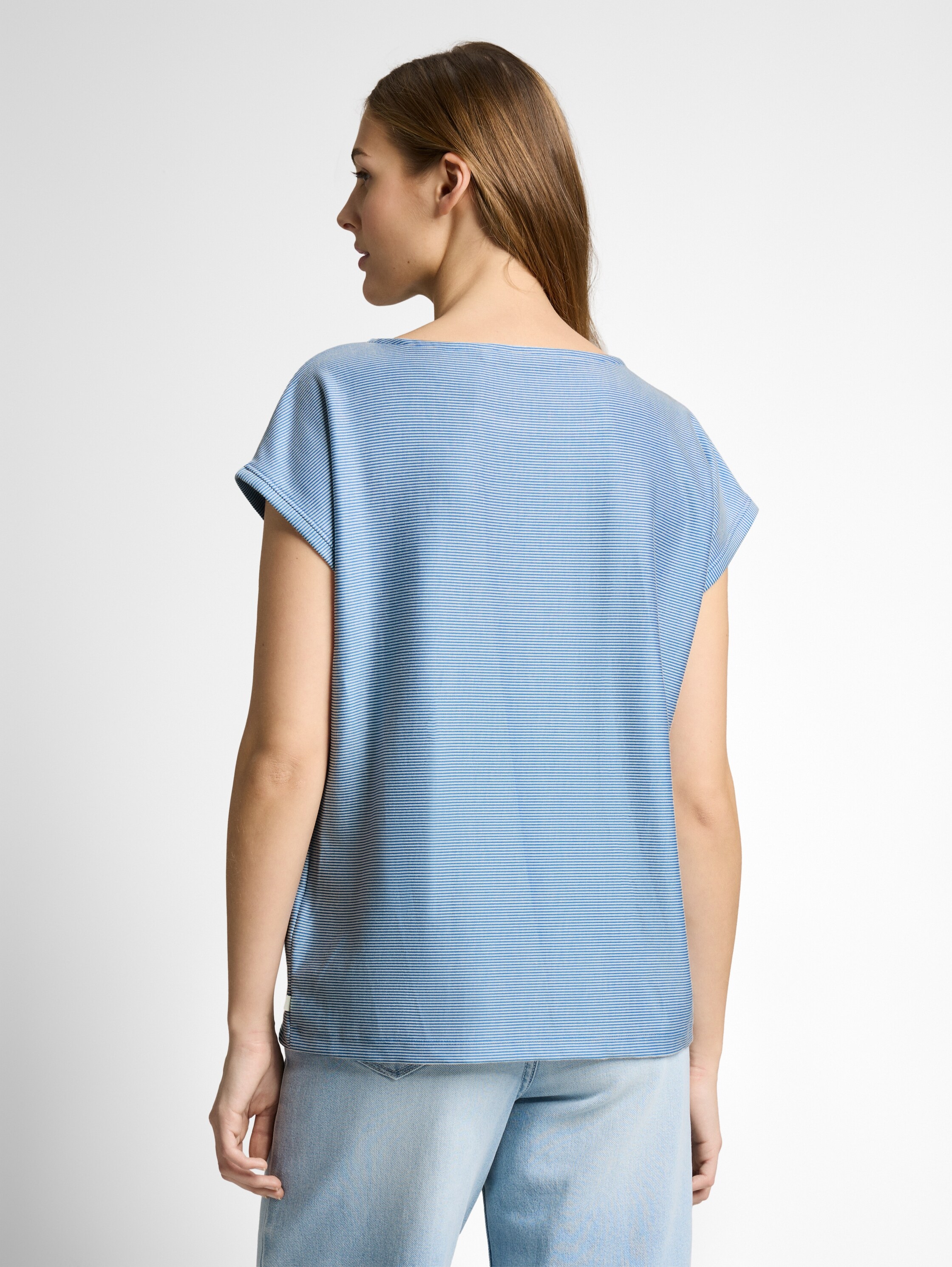 TOM TAILOR Denim Rundhalsshirt Ärmellos im Streifen-Look
