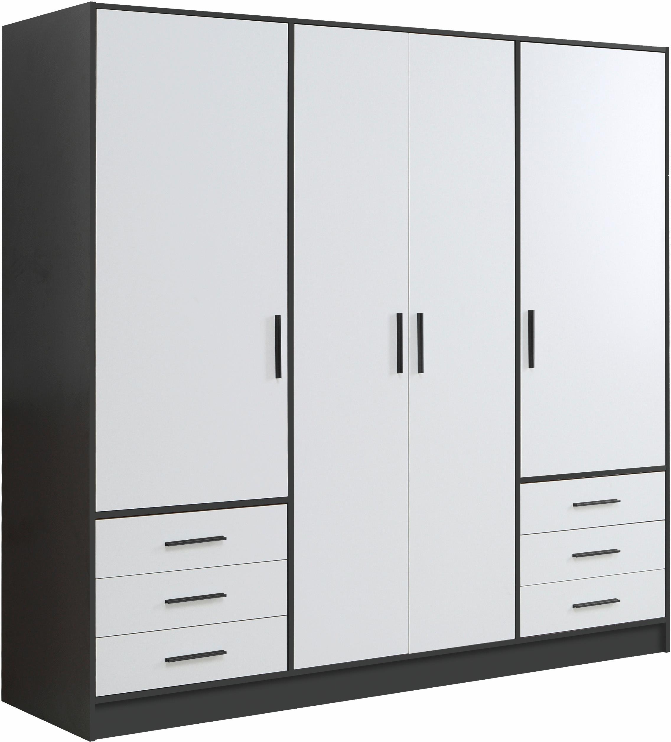 FORTE Kleiderschrank »Jupiter, Made in Europe, mit Schubladen«, (Maße (T/H): 60/200 cm), Stauraum, 2 Breiten, 4 Farben, Schubladen, variable Einlegeböden