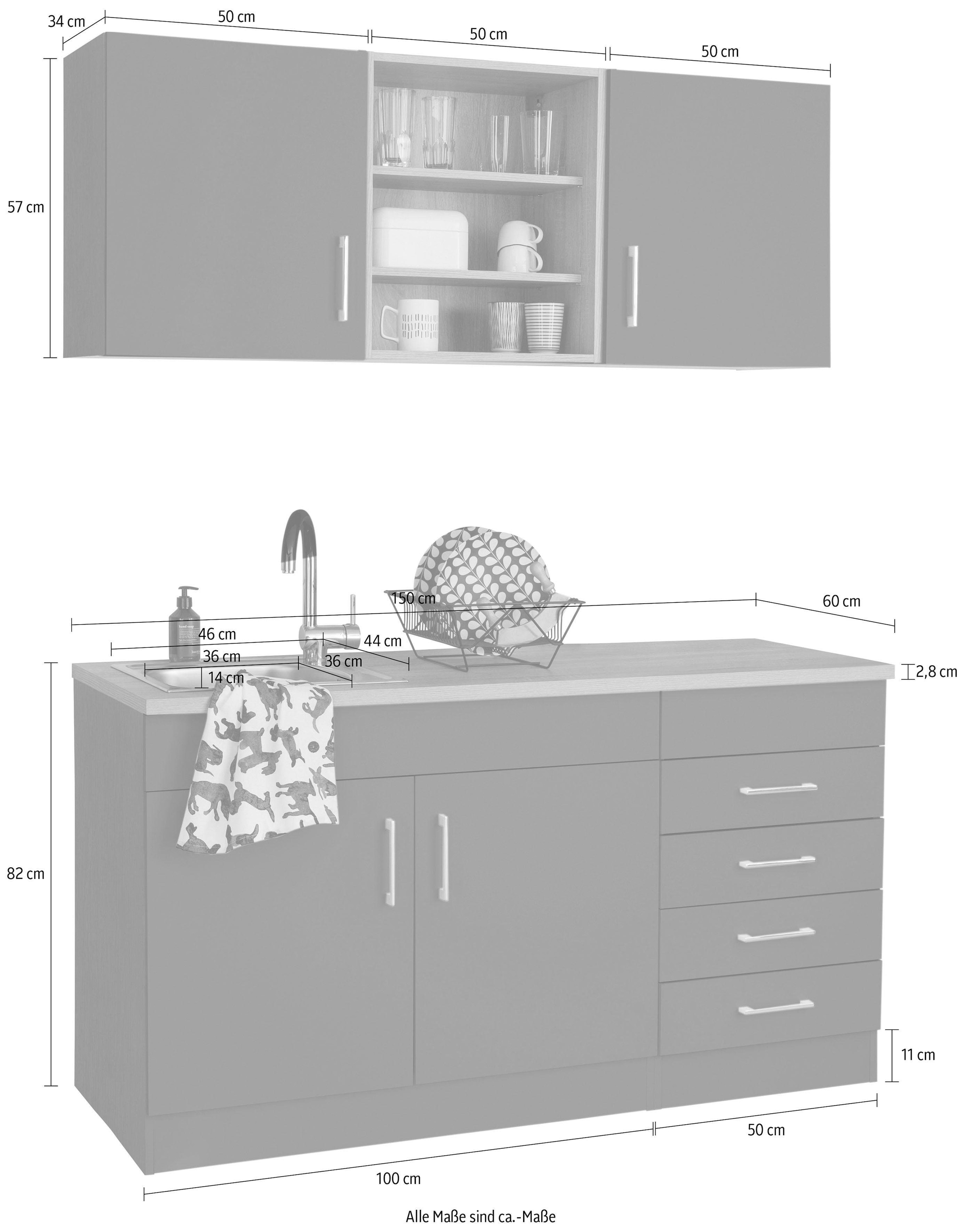HELD MÖBEL Küche OTTO mit cm, Breite 150 wahlweise »Mali«, bei E-Geräten
