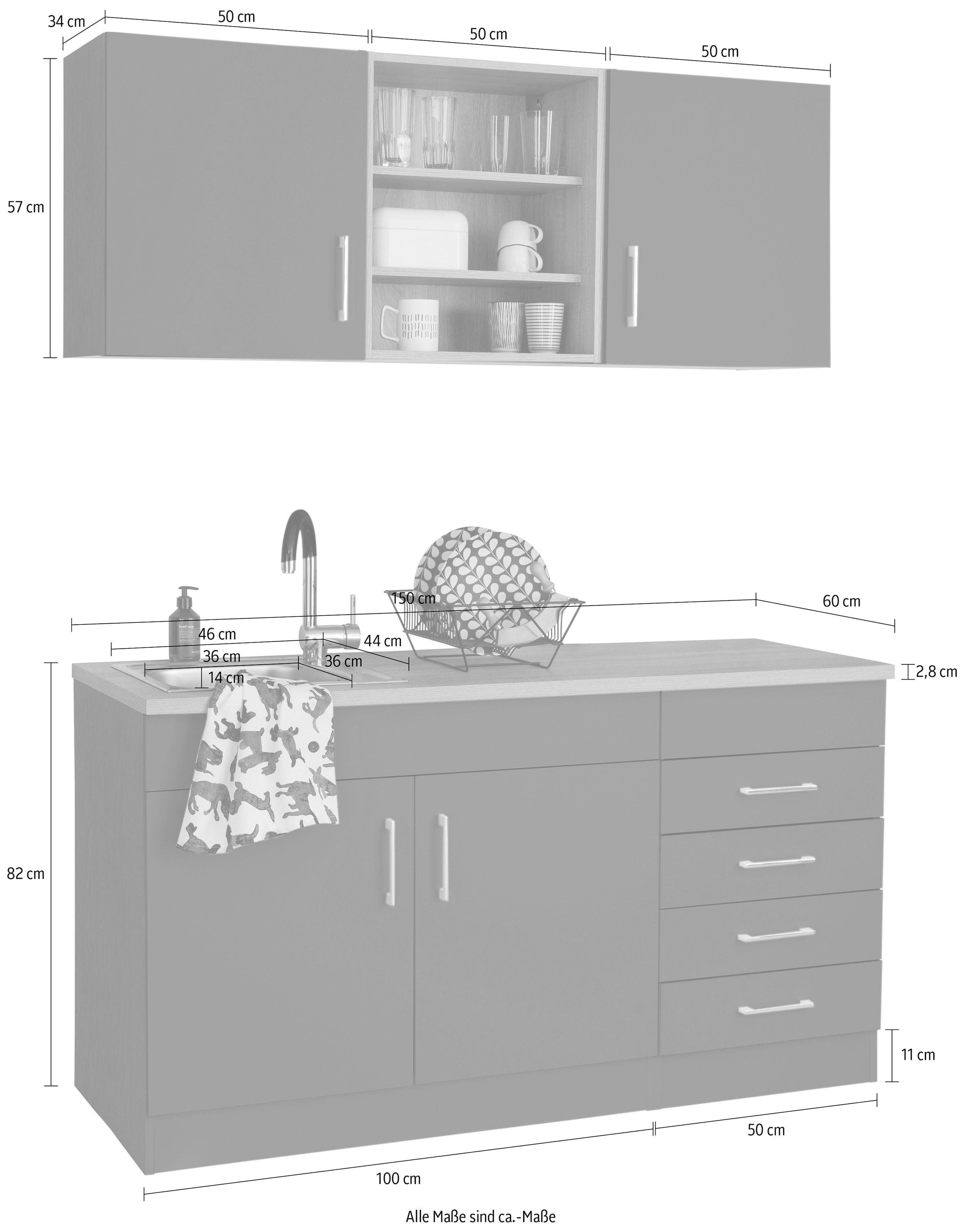 150 Küche MÖBEL mit wahlweise »Mali«, HELD OTTO Breite bei cm, E-Geräten
