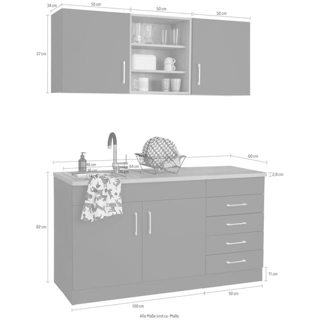 HELD MÖBEL Küche »Mali«, Breite 150 cm, wahlweise mit E-Geräten bei OTTO